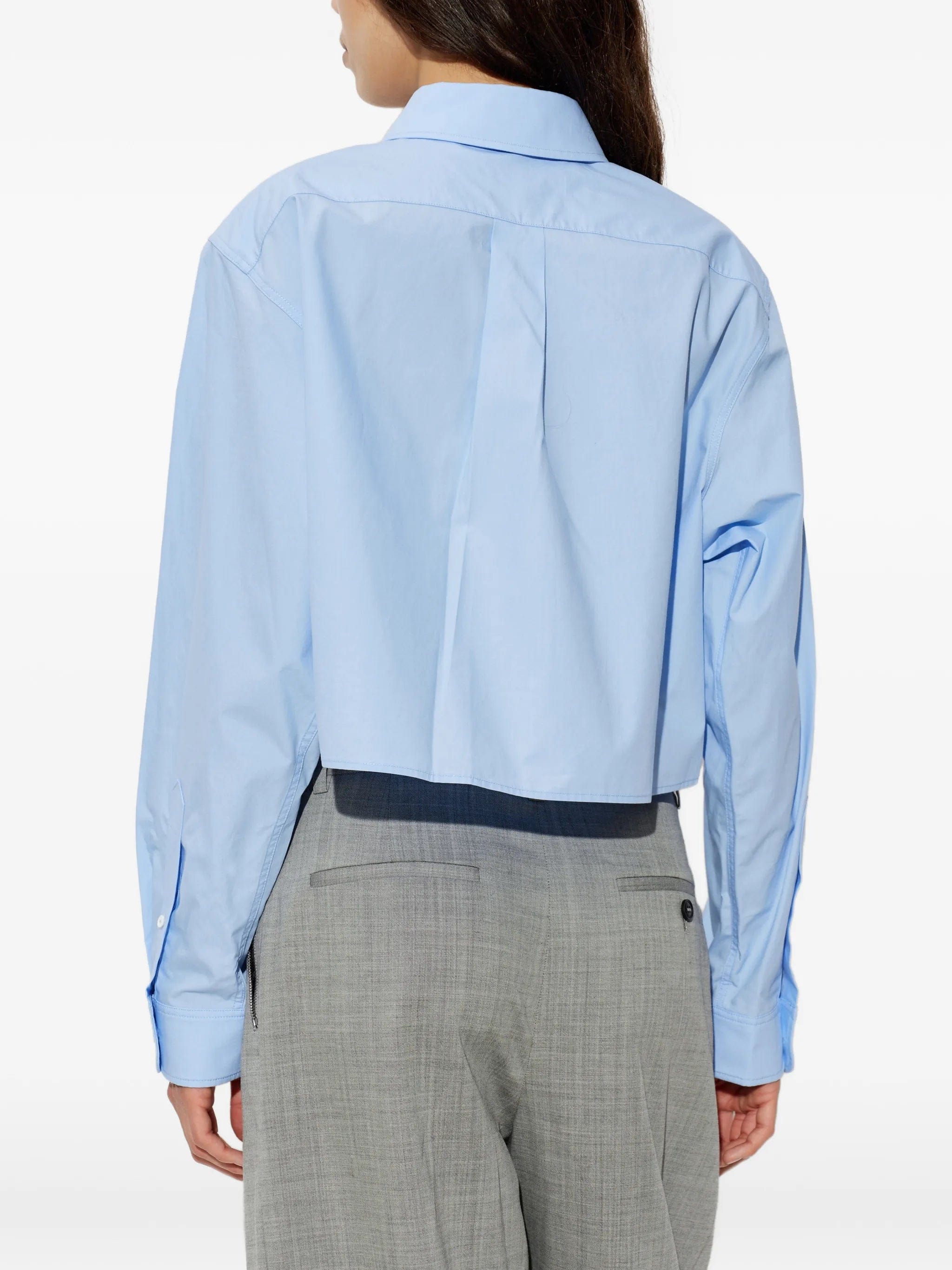 Alexander Wang logo - embroidered cotton cropped shirt
