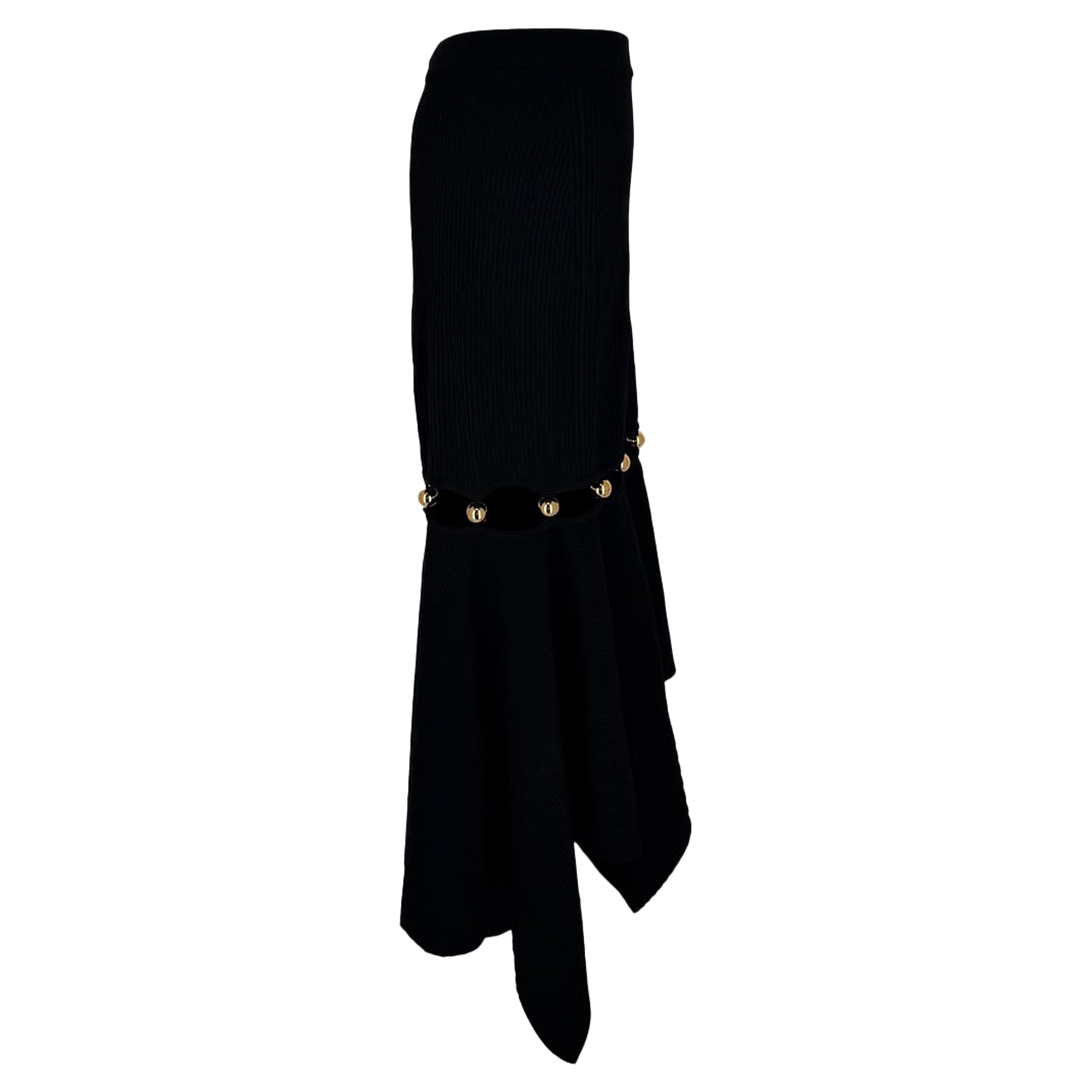 Alexander Wang Knitted Midi Skirt in Black Viscose