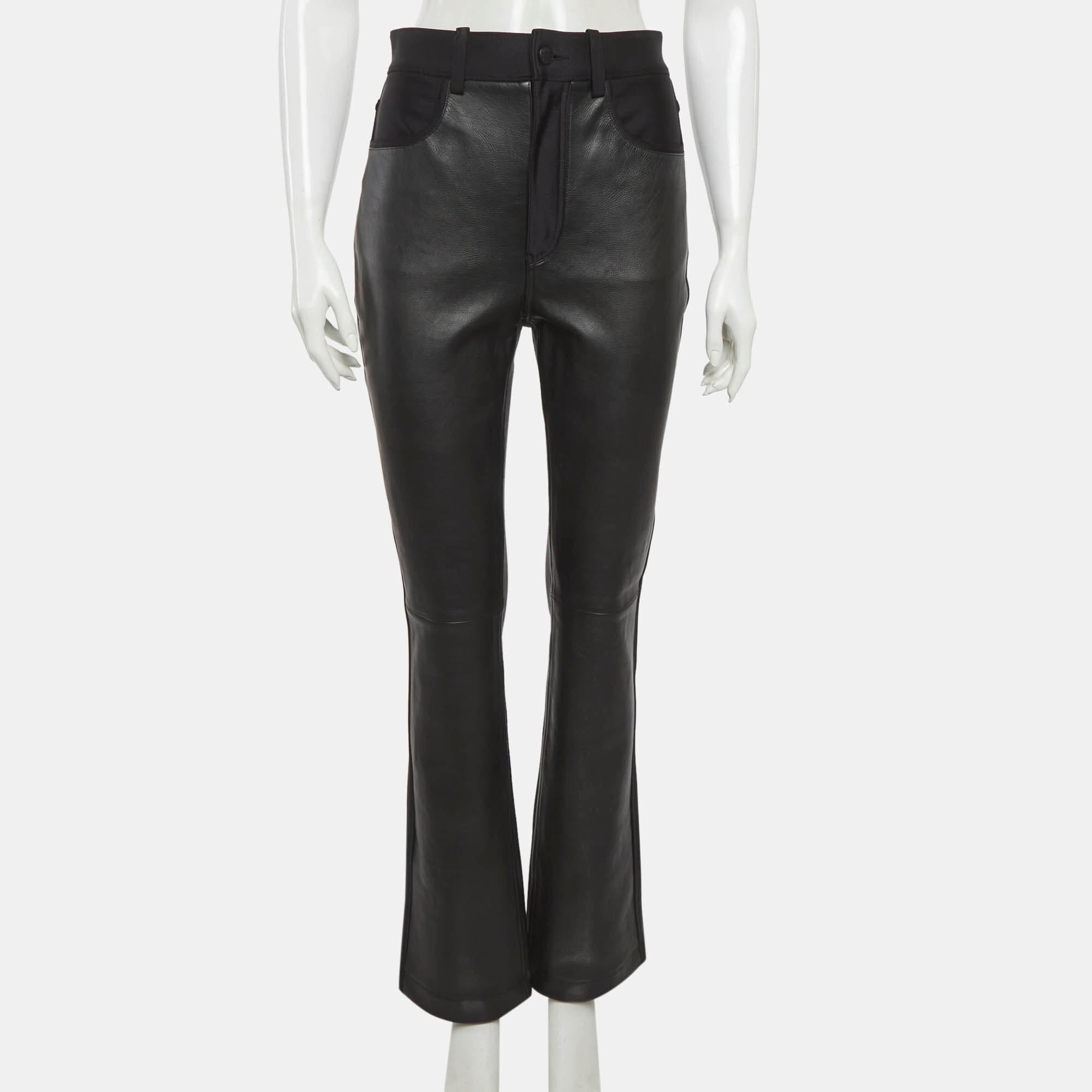 Alexander Wang Black Leather Wide Leg Pants