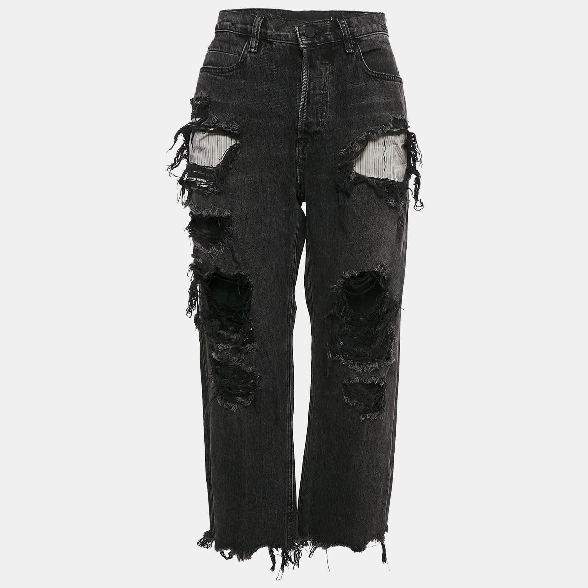 Alexander Wang Denim x Alexander Wang Black Distressed Denim Rival Jeans M Waist 30"