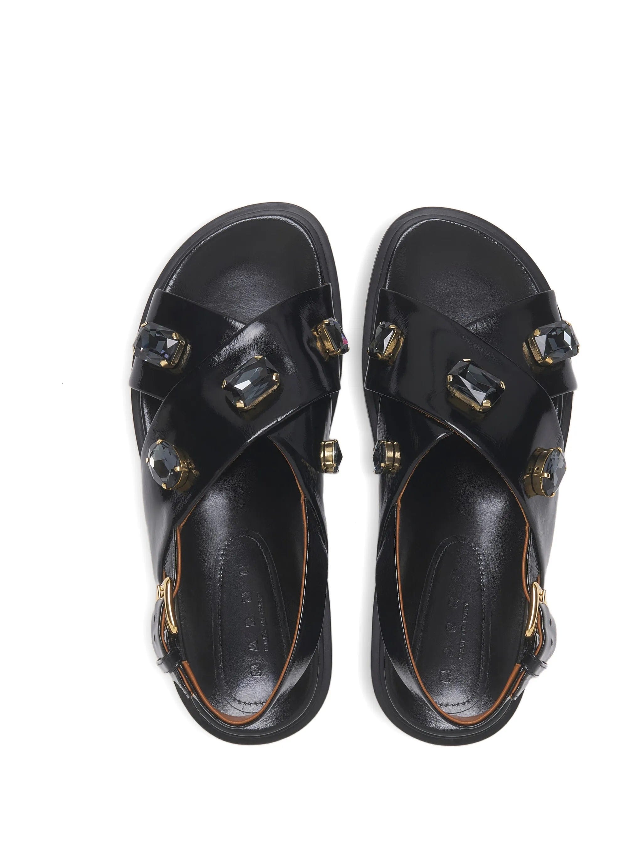 Marni crisscross crystal ovine leather sandals