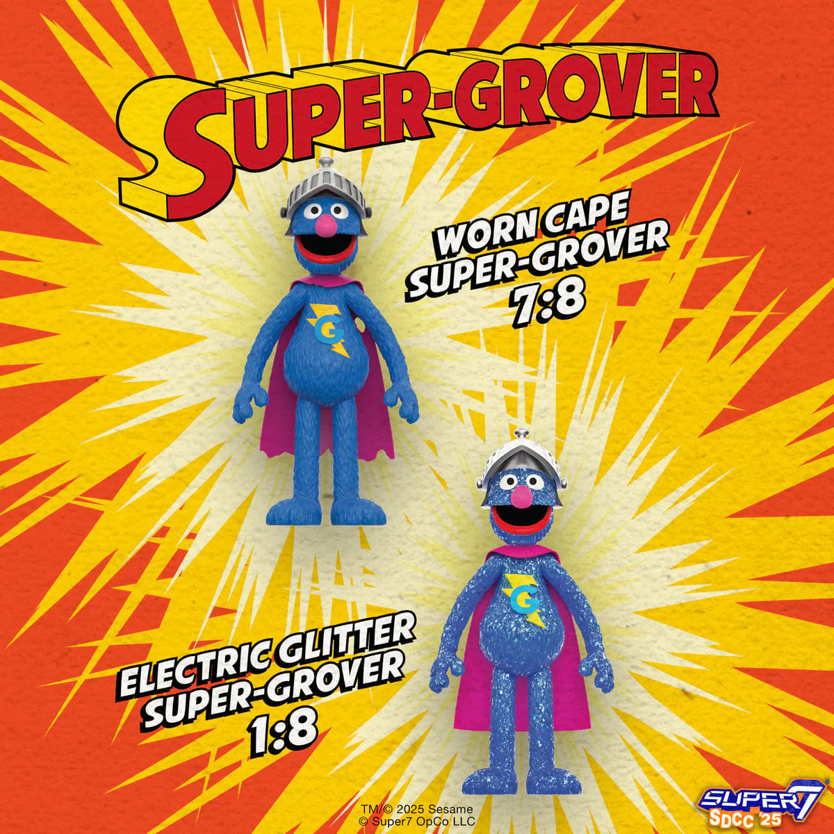 Super7 SESAME STREET REACTION FIGURES - SUPER GROVER (W/CHASE)