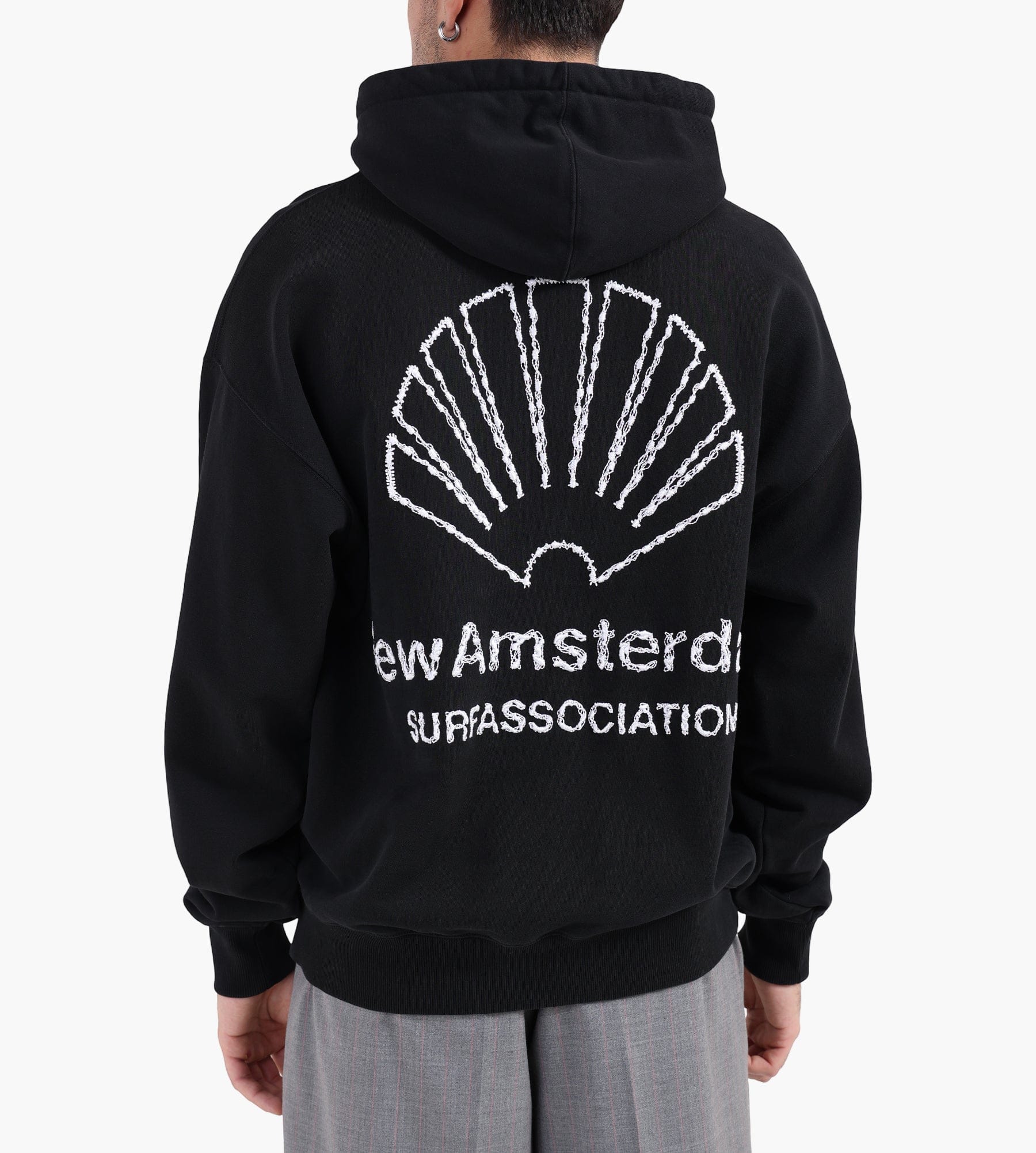 New Amsterdam Surf Association Logo Hoodie + Black White
