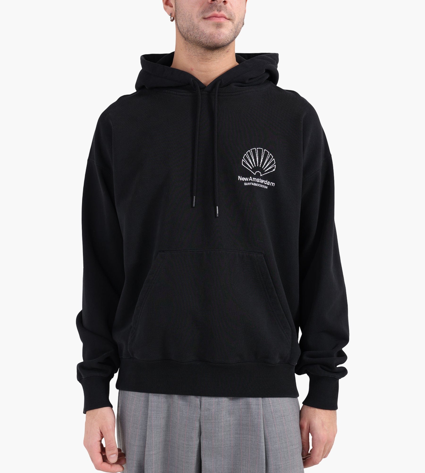 New Amsterdam Surf Association Logo Hoodie + Black White