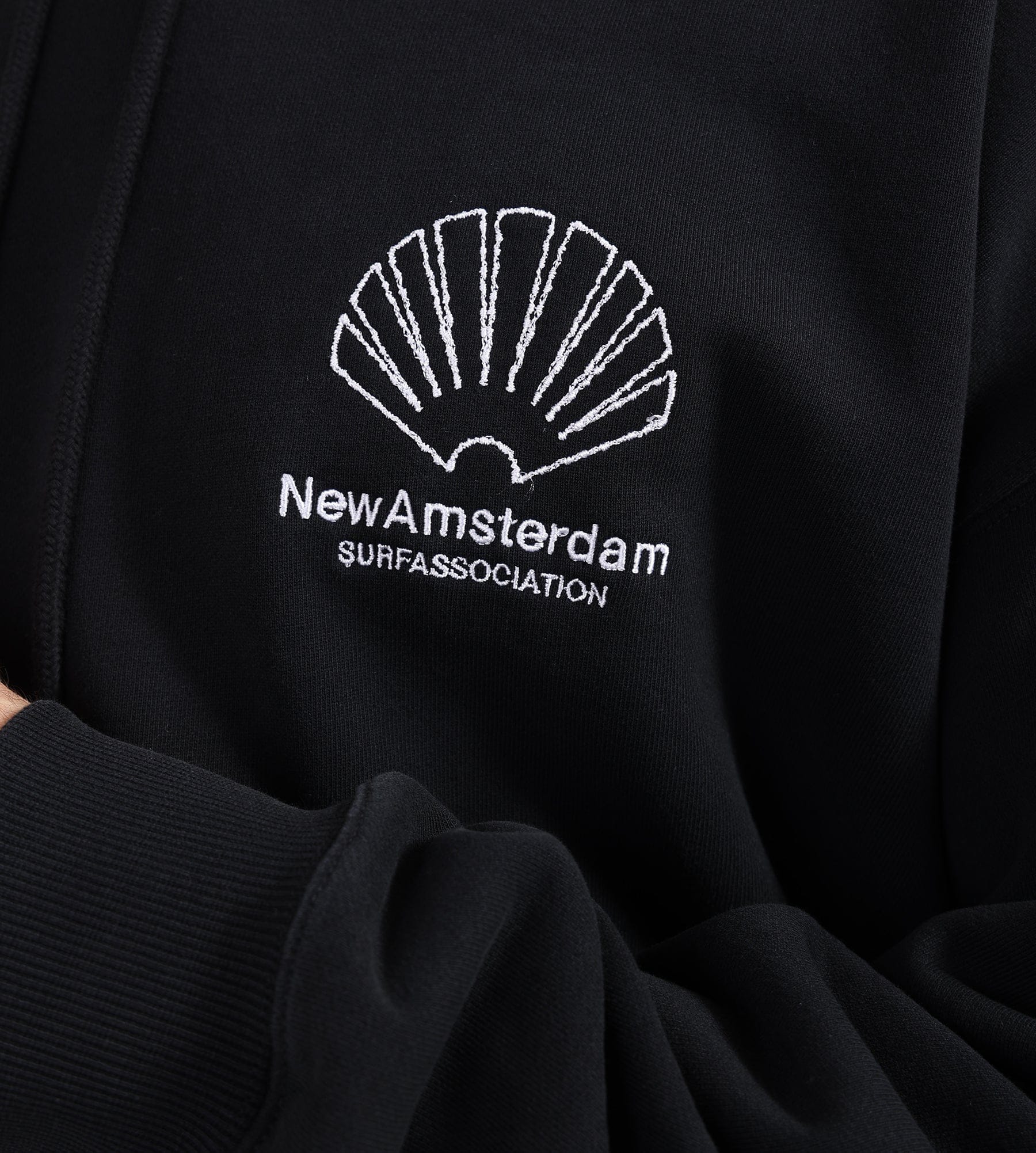 New Amsterdam Surf Association Logo Hoodie + Black White