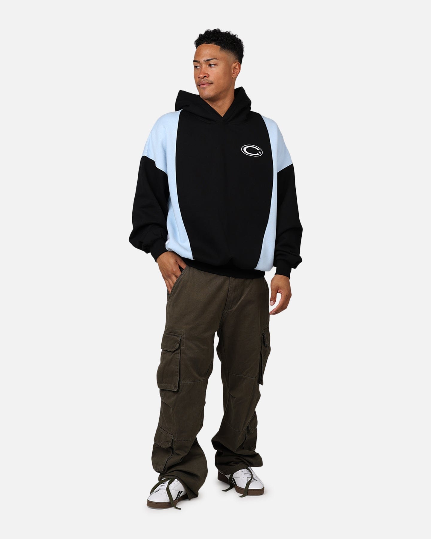 Carre C - Star Panel Oversized Hoodie Black/Blue/White