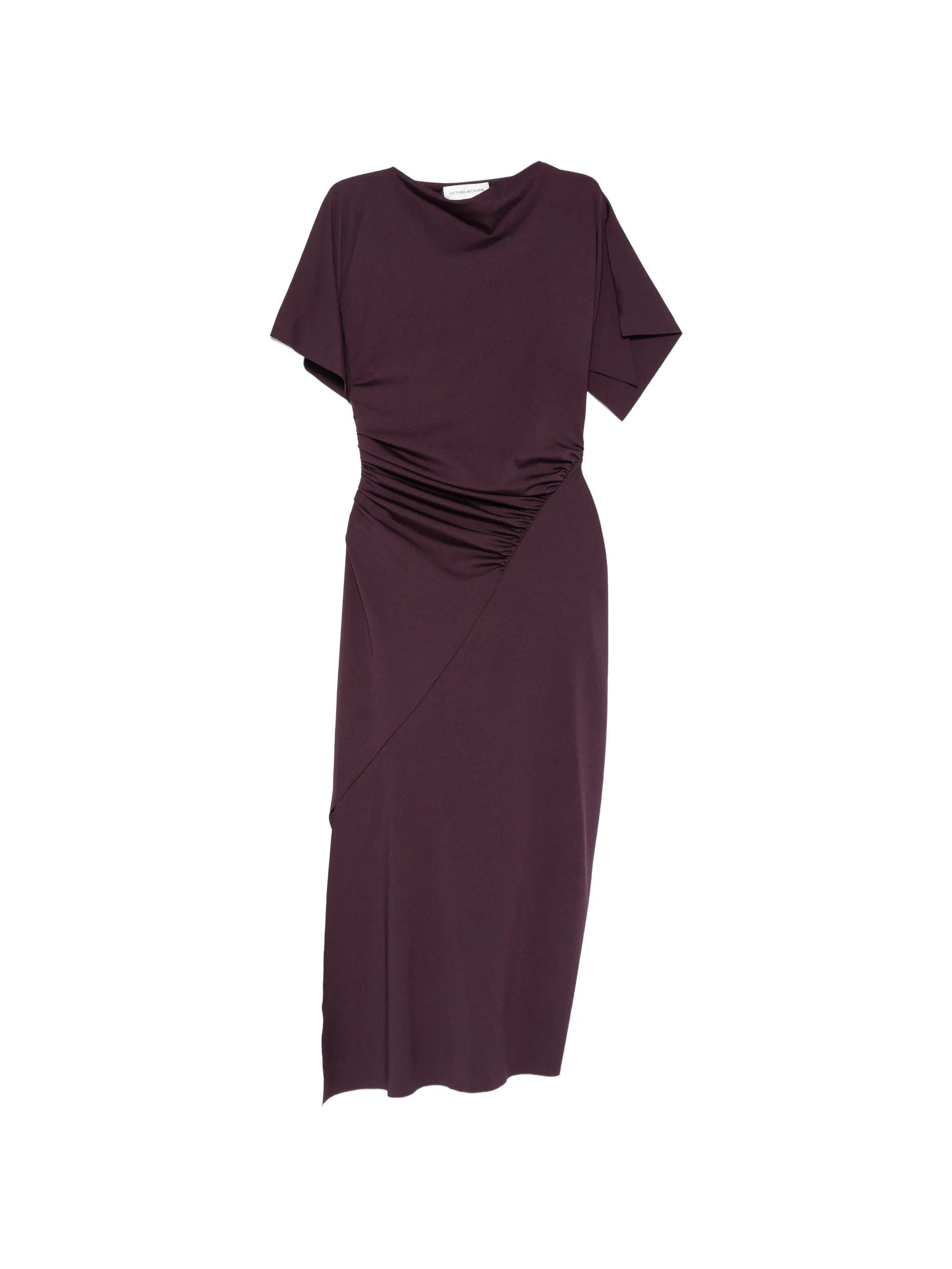 Victoria Beckham ruched short - sleeve midi dress