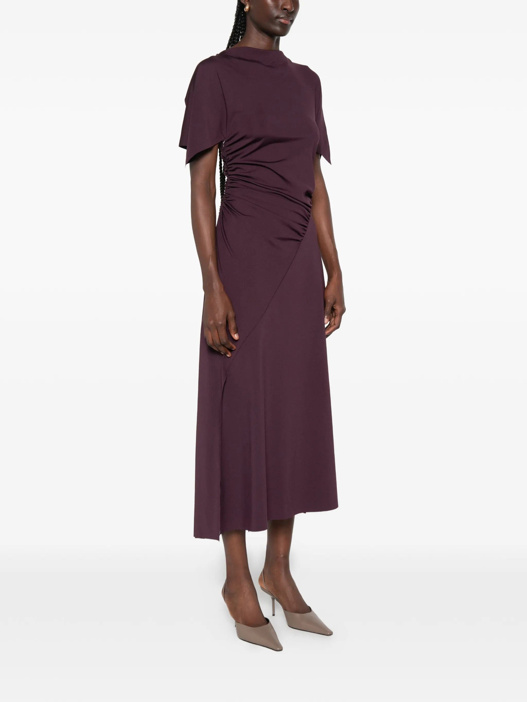 Victoria Beckham ruched short - sleeve midi dress