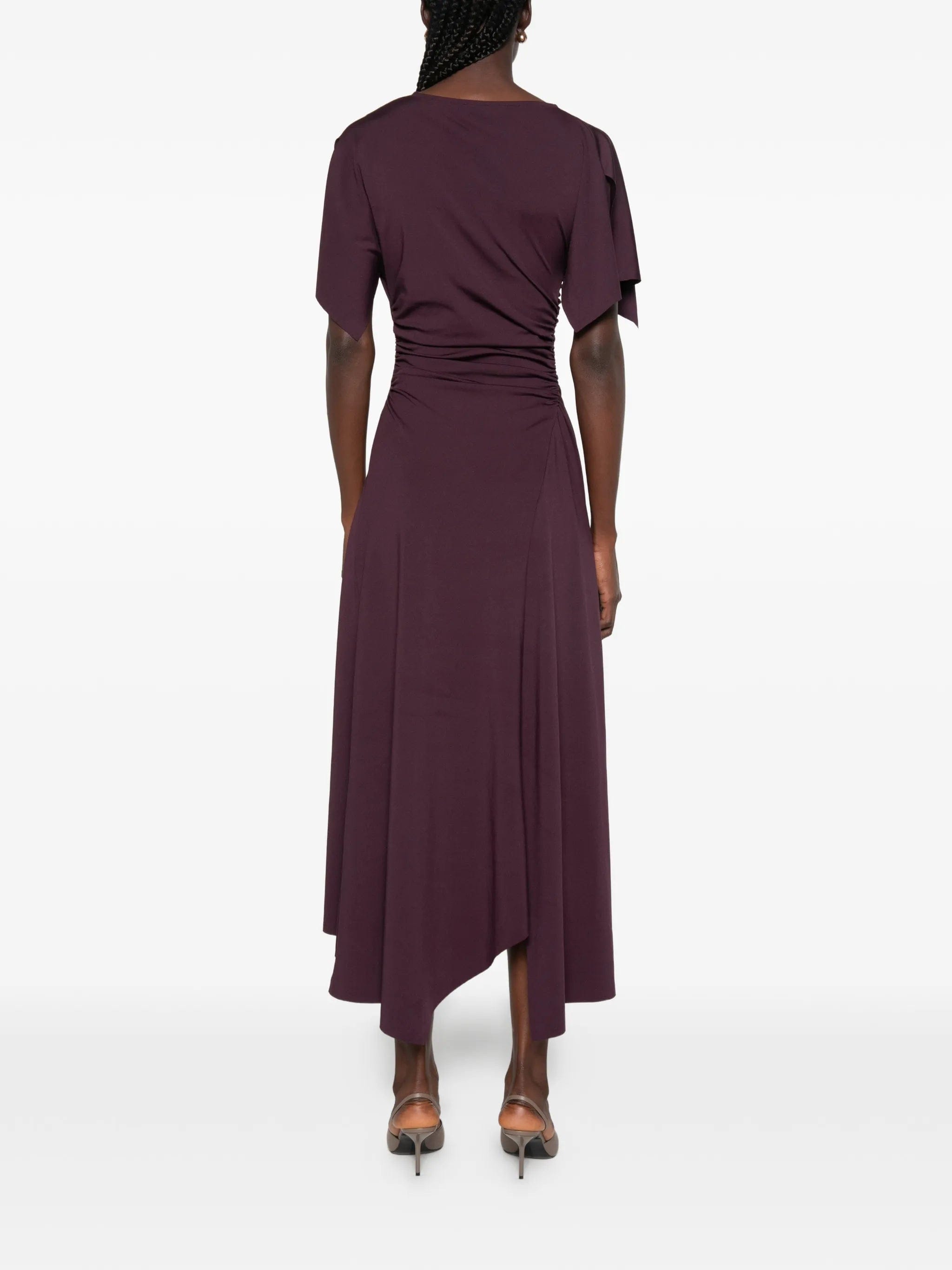 Victoria Beckham ruched short - sleeve midi dress