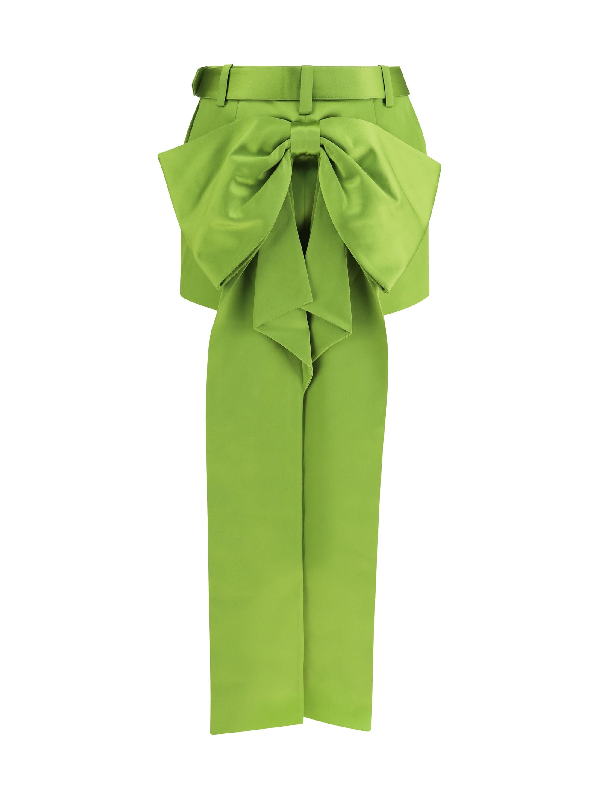 Self - Portrait Satin Bow Mini Skirt — Green