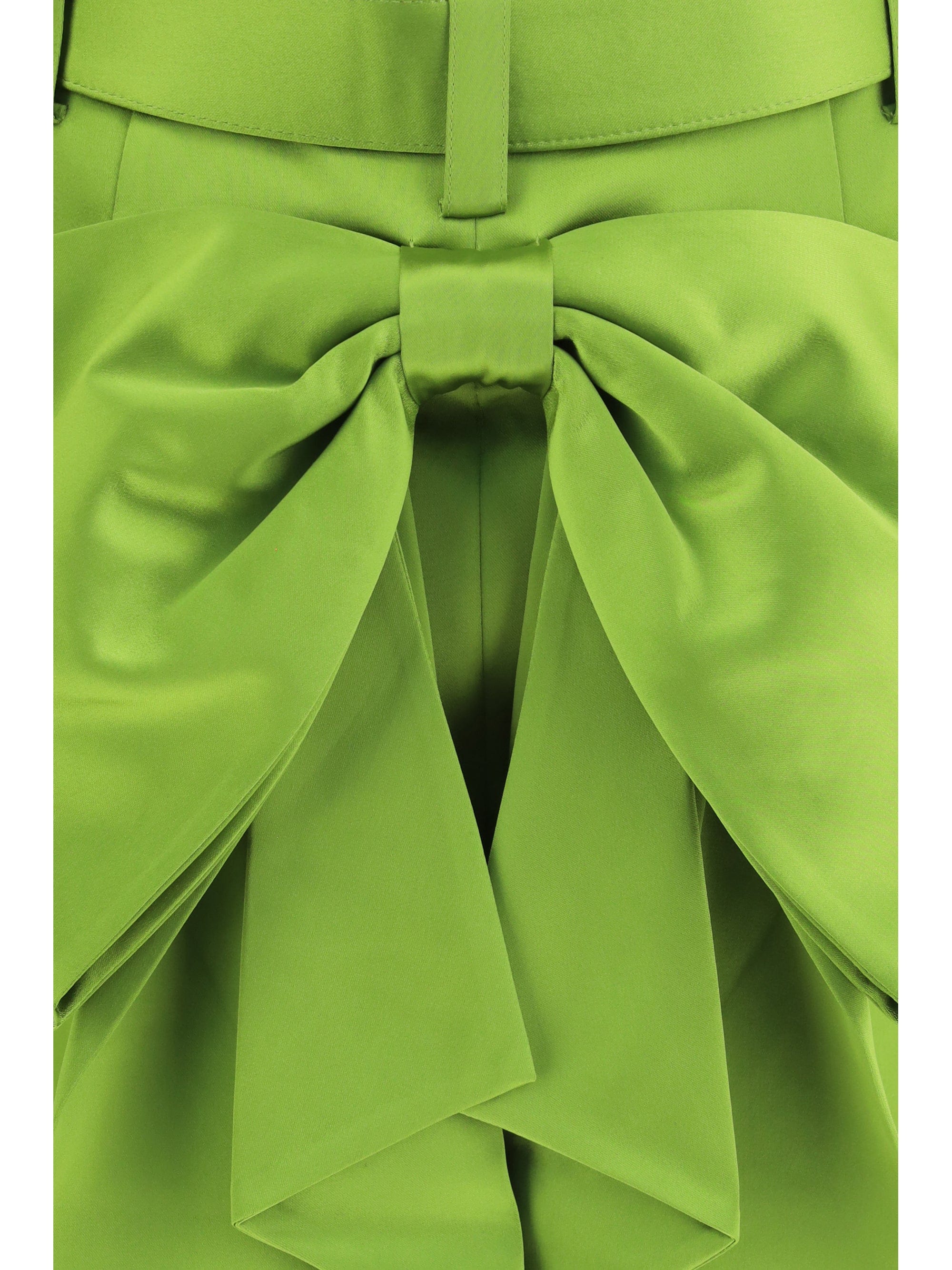 Self - Portrait Satin Bow Mini Skirt — Green