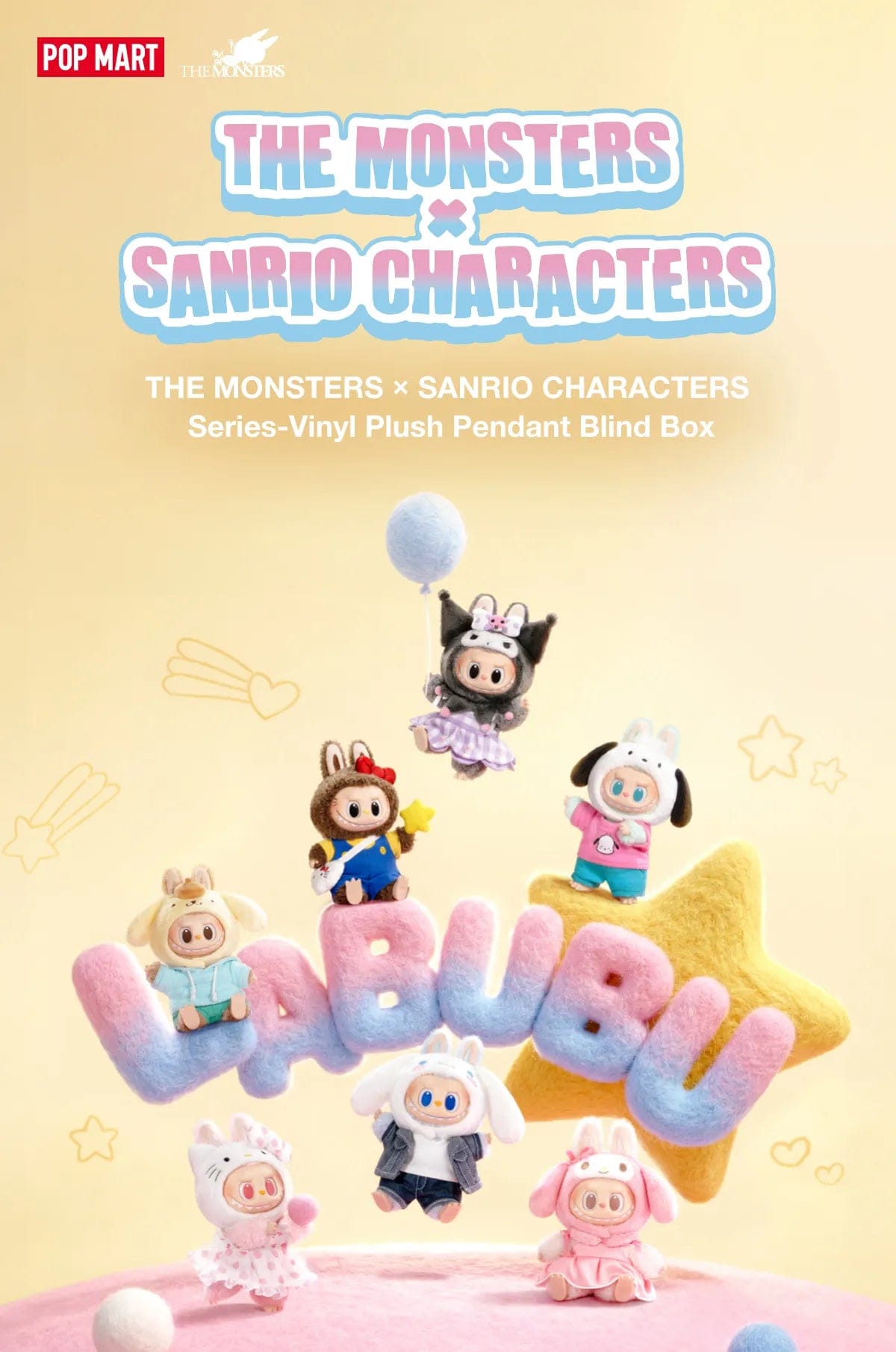 Popmart THE MONSTERS LABUBU × Sanrio Characters Series - Vinyl Plush Pendant Blind Box