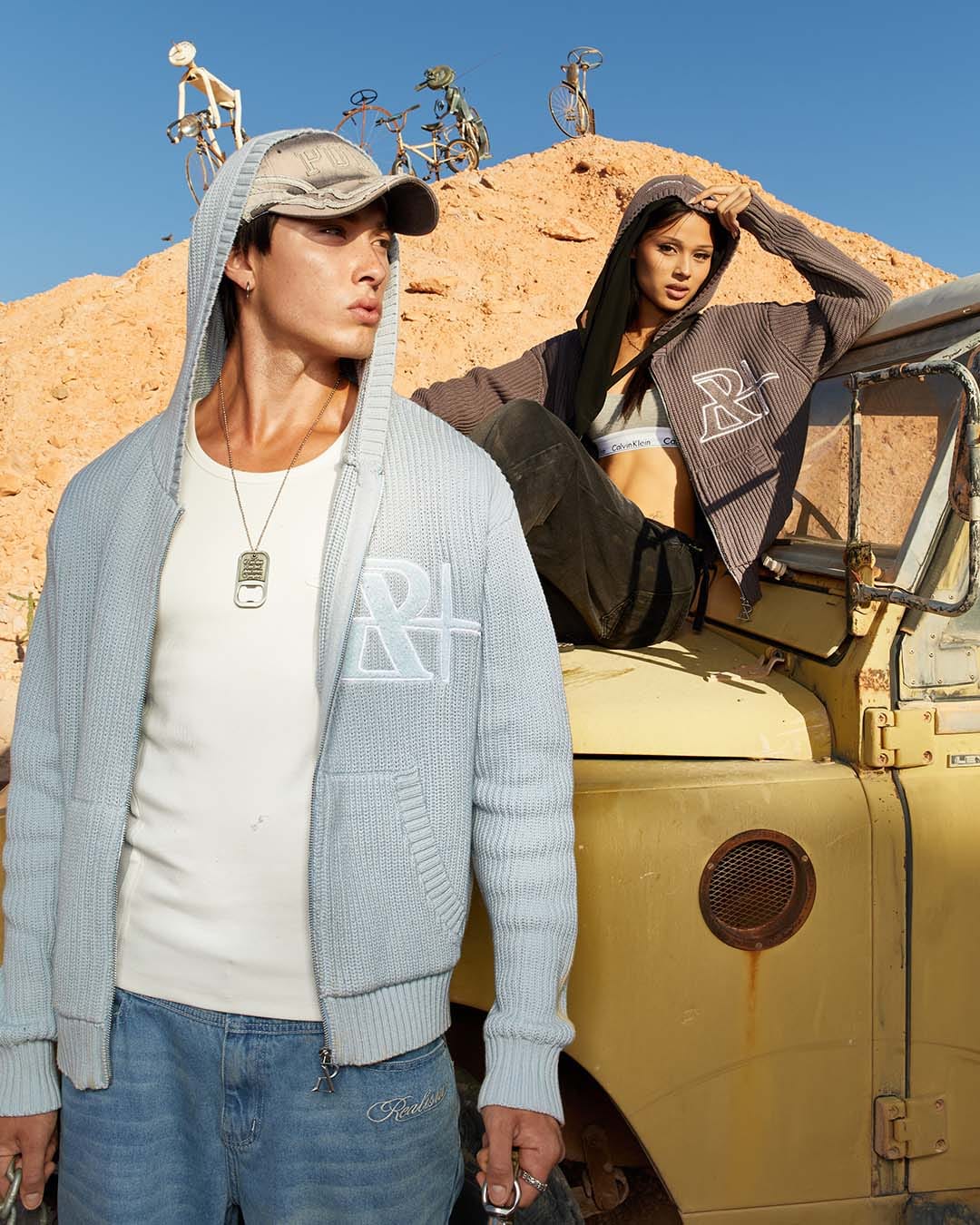 Realism SSS REALISM VIVANT KNIT ZIP HOODIE POWDER BLUE