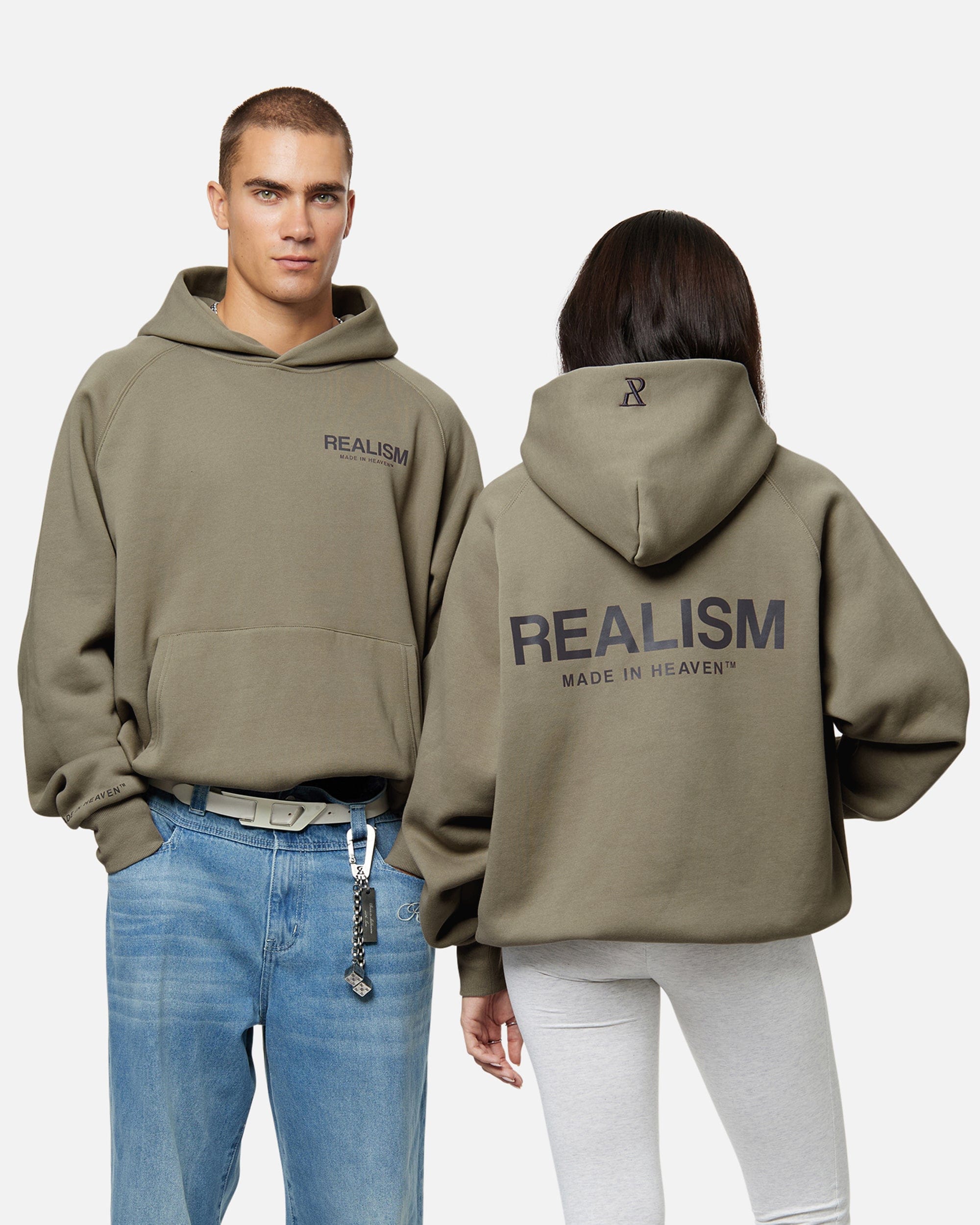 Realism SSS REALISM HEAVEN LOGO REFLECTIVE HOODIE CEMENT