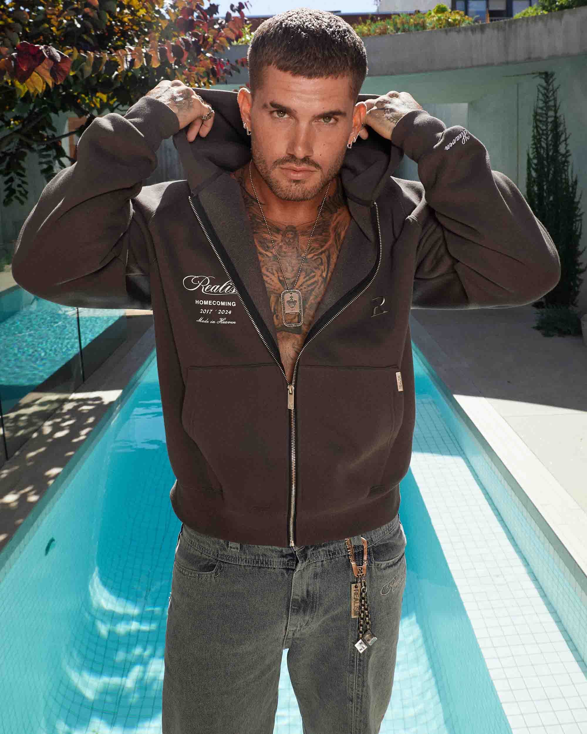 Realism SSS REALISM REALM OF ANGELS ZIP HOODIE ASPHALT