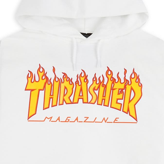 Thrasher Flame Logo Hoodie (White)