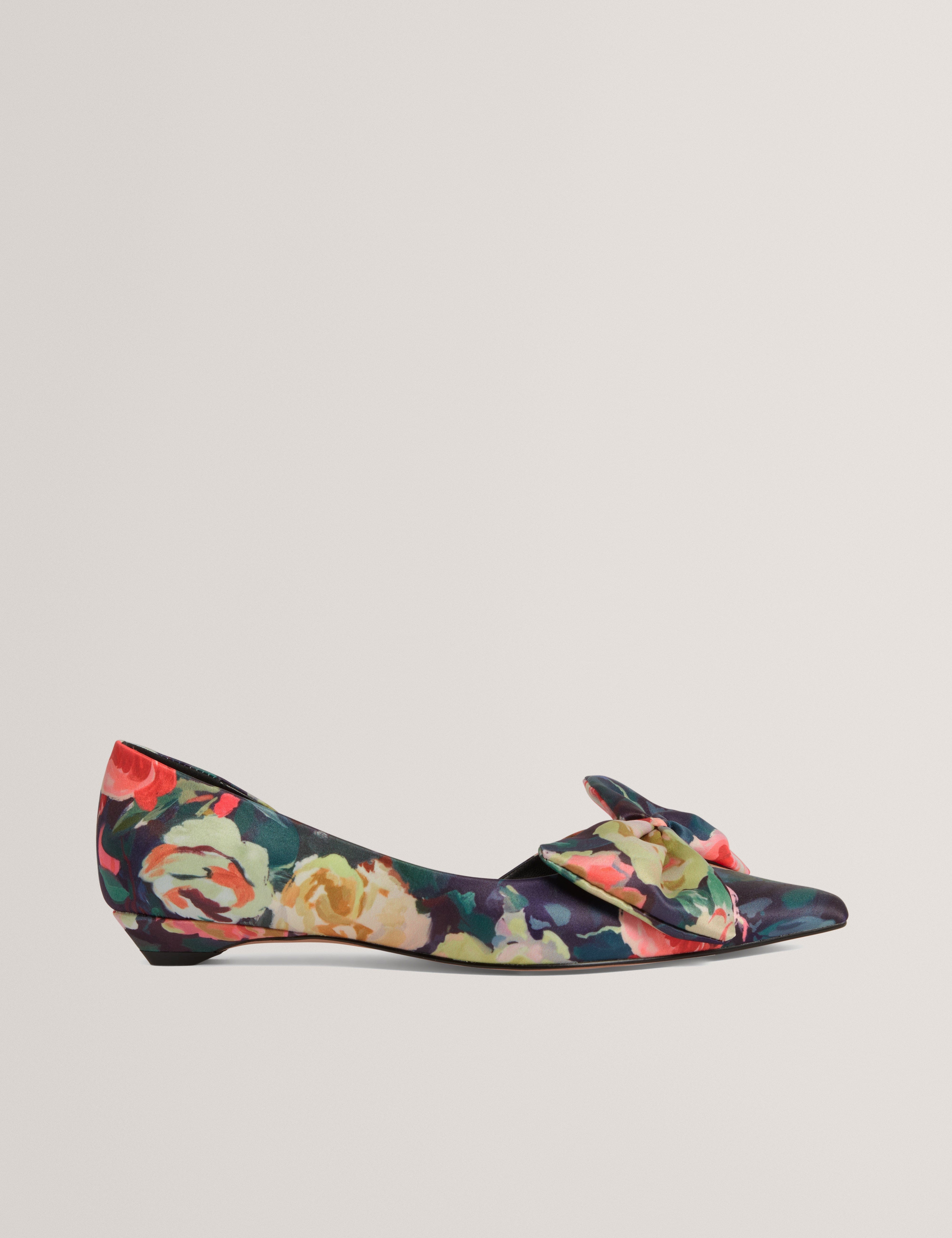 Ted Baker MOV Palouma Printed Satin Bow Flat Dk - Blue