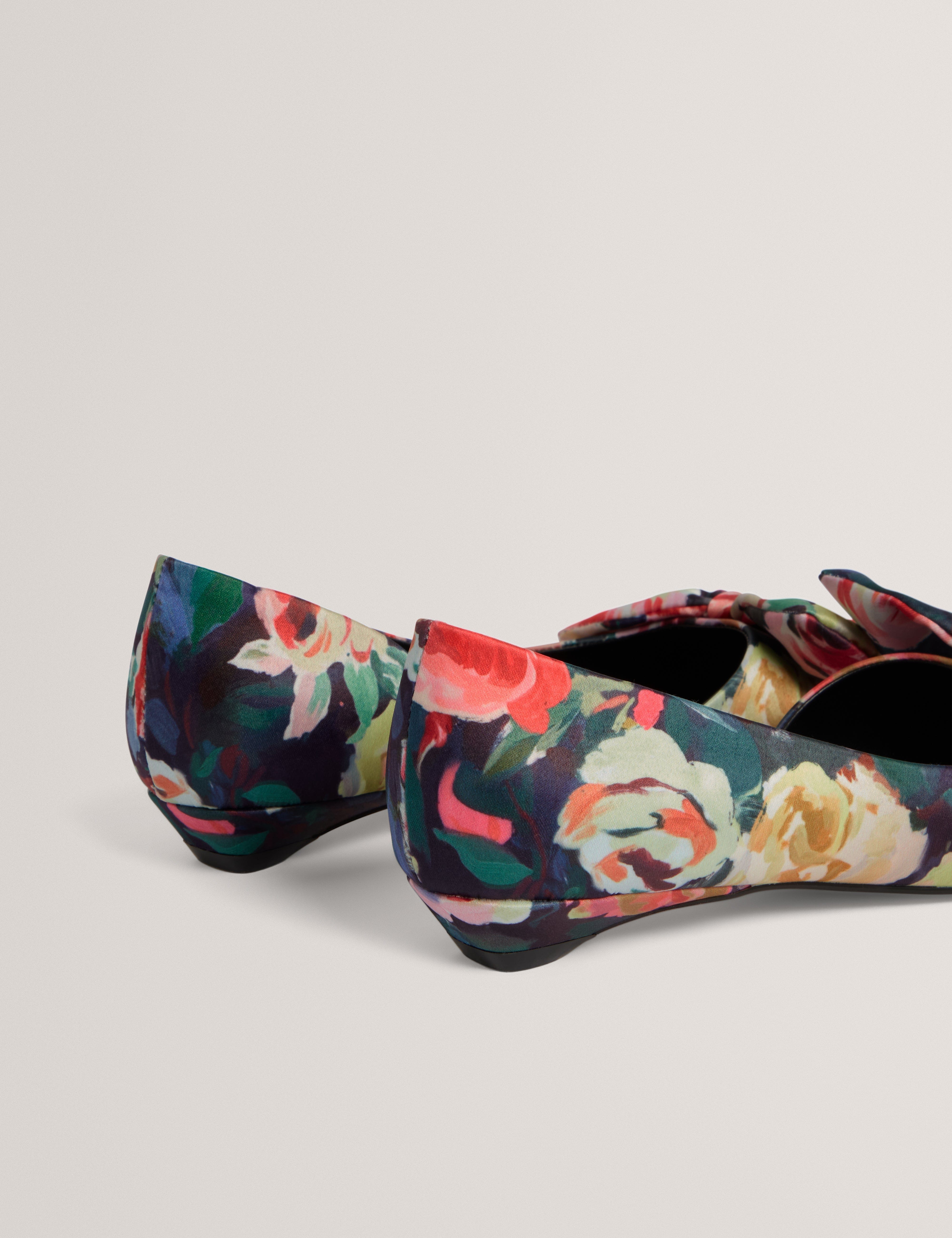 Ted Baker MOV Palouma Printed Satin Bow Flat Dk - Blue