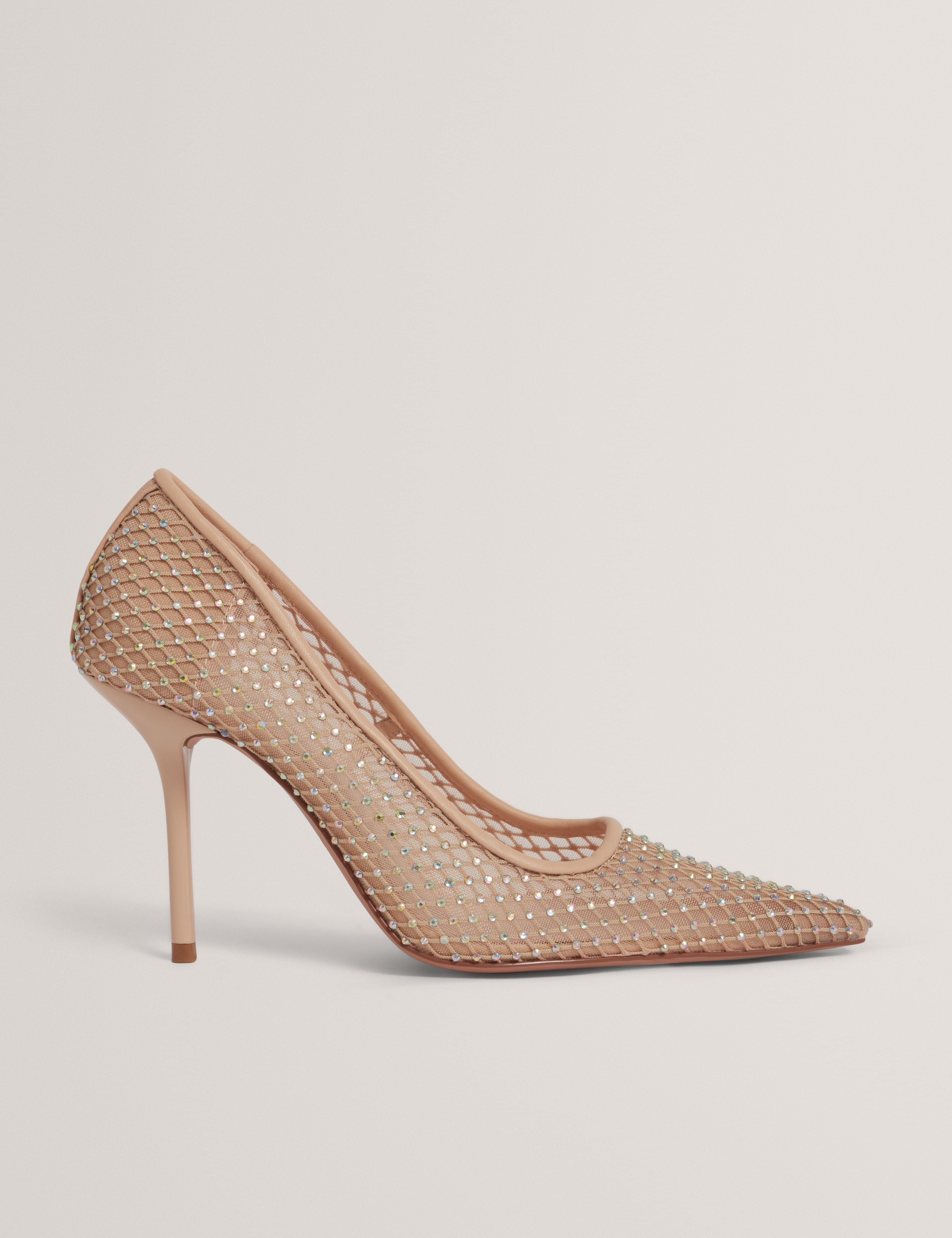 SHOE Criista Crystal Mesh Heel Shoe Nude