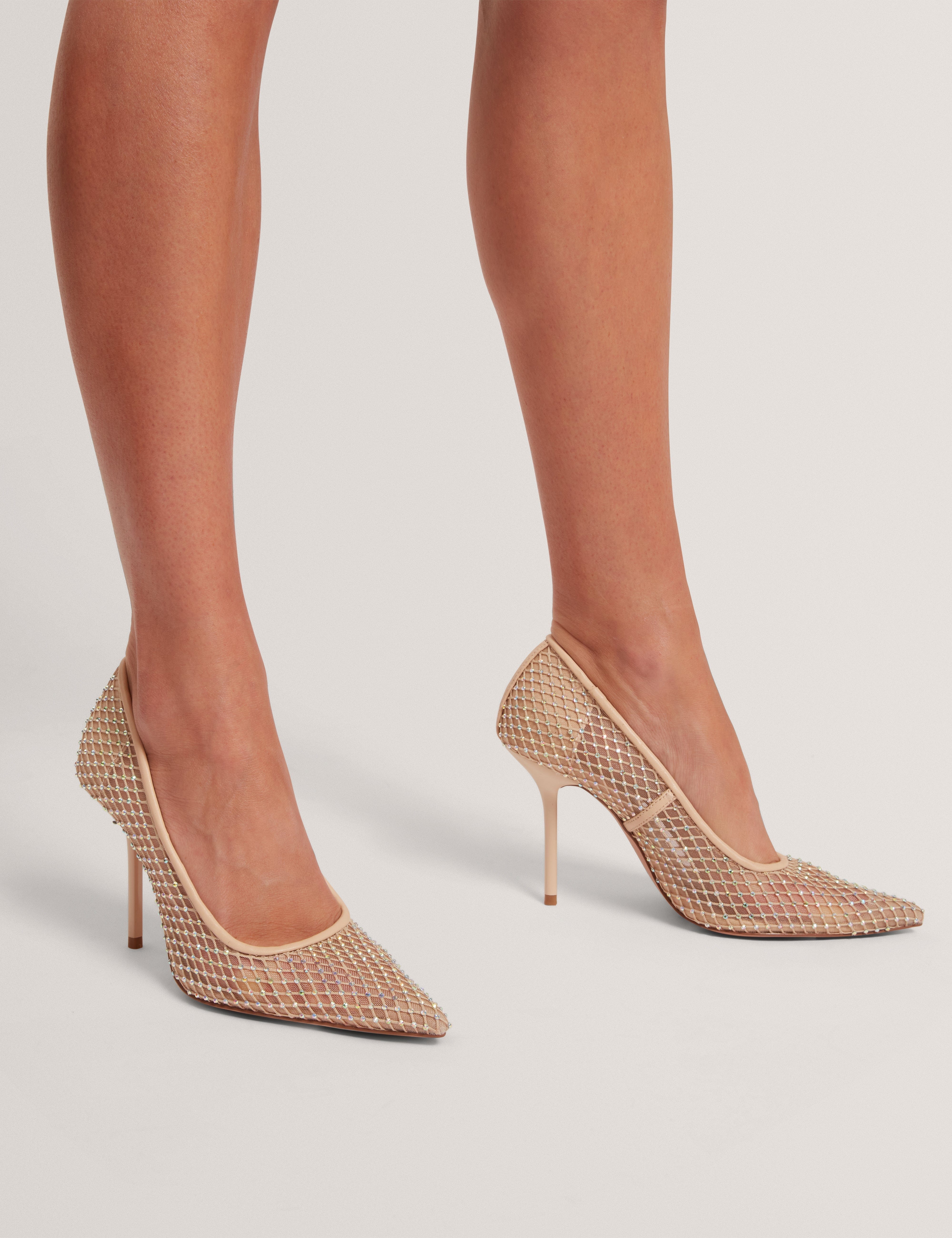 SHOE Criista Crystal Mesh Heel Shoe Nude