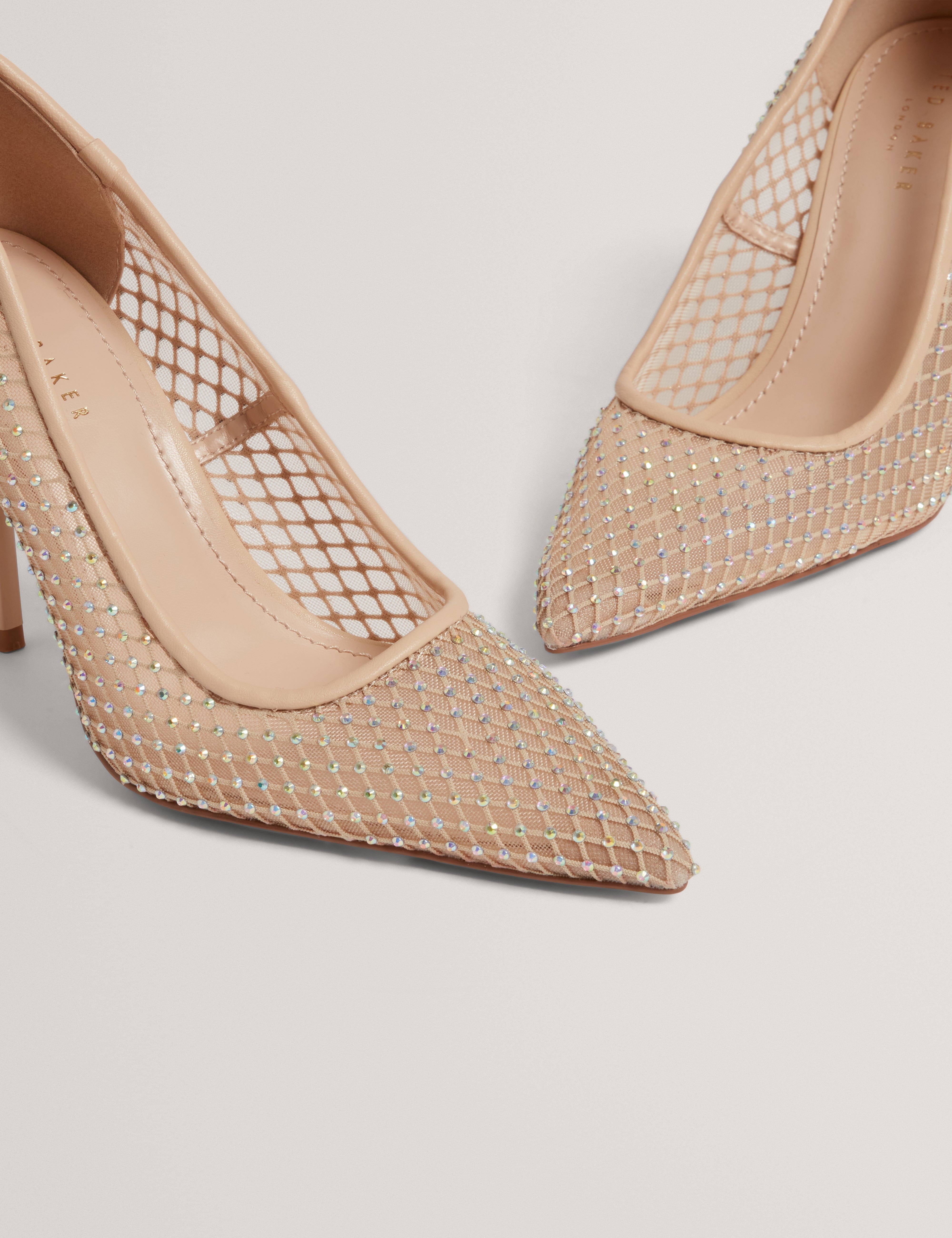 SHOE Criista Crystal Mesh Heel Shoe Nude
