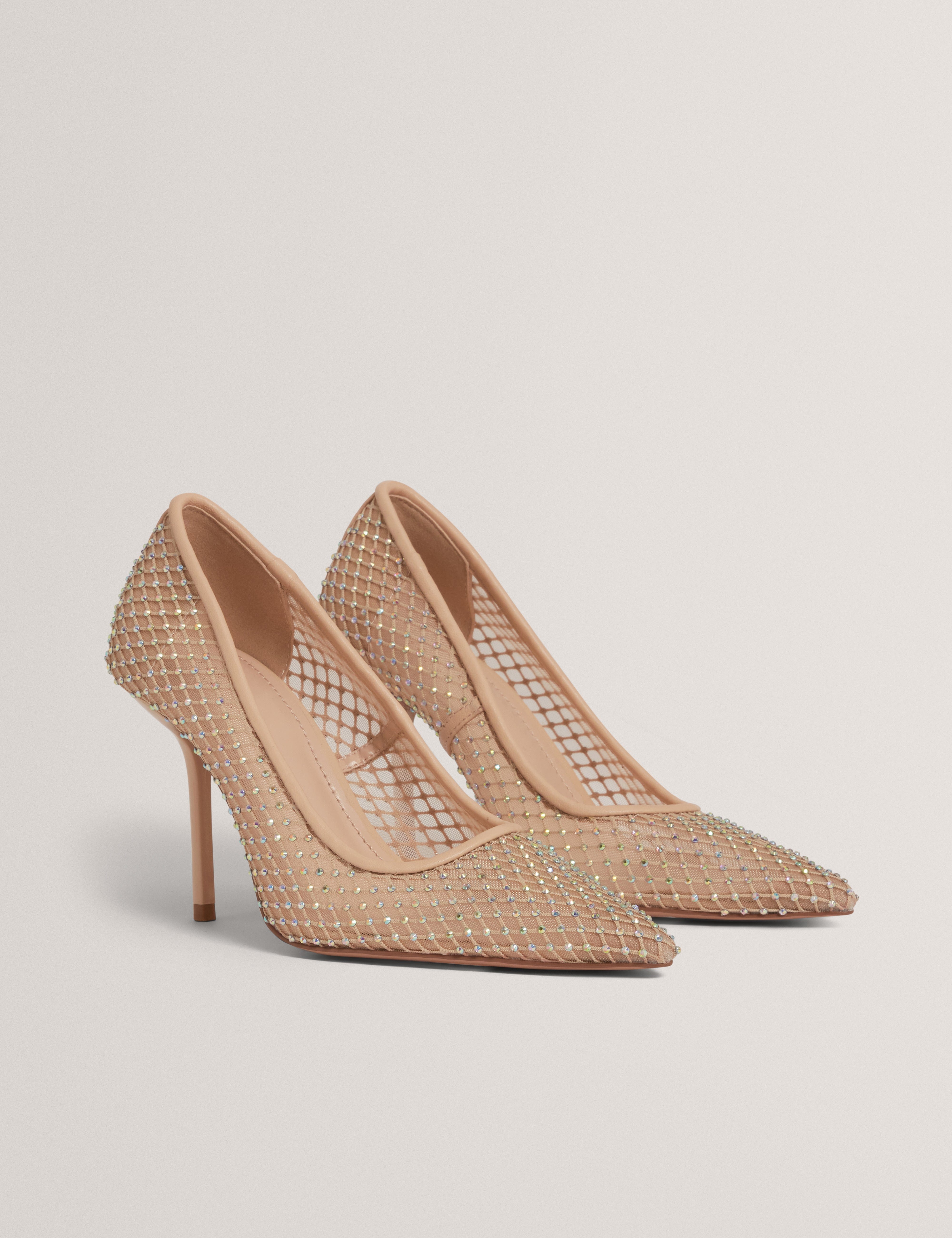 SHOE Criista Crystal Mesh Heel Shoe Nude