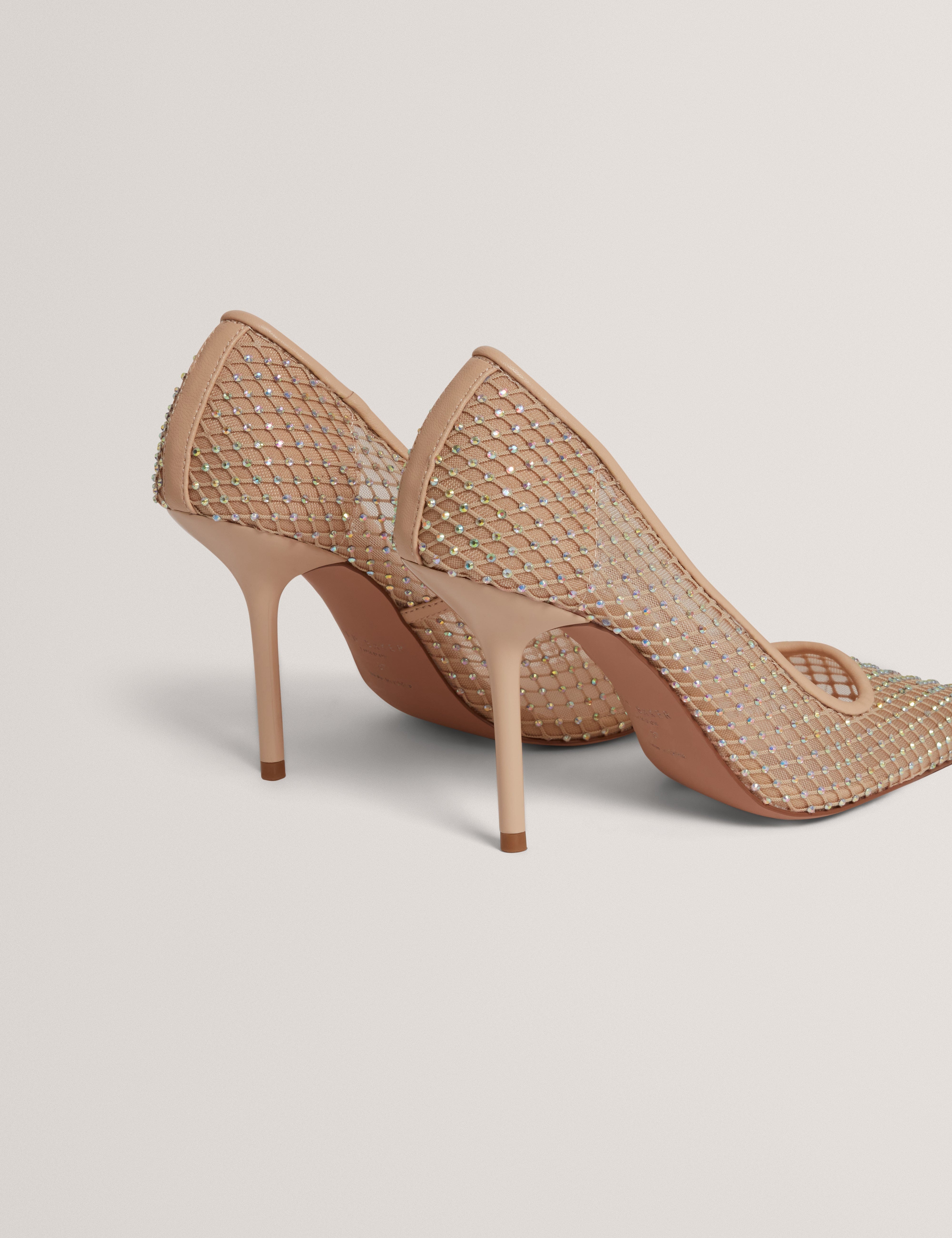 SHOE Criista Crystal Mesh Heel Shoe Nude