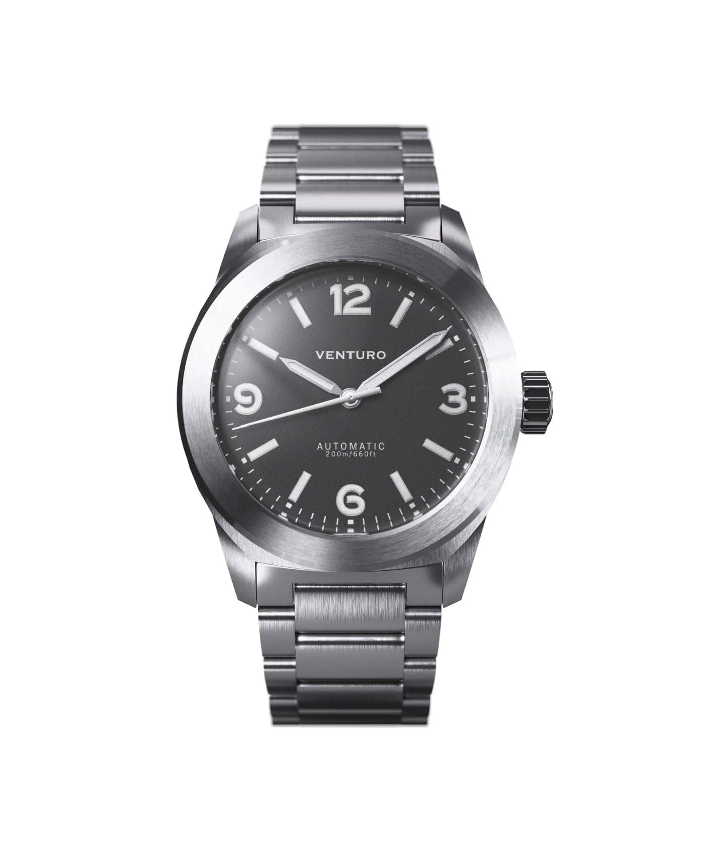 Watchbandit Venturo - Field Watch 3 - Grey - Steel Bracelet & Rubber Strap
