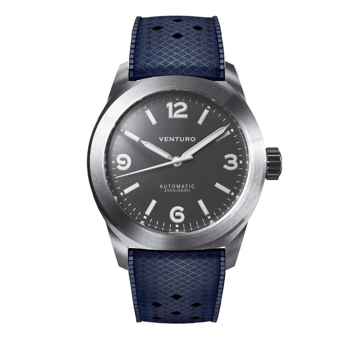 Watchbandit Venturo - Field Watch 3 - Grey - Steel Bracelet & Rubber Strap