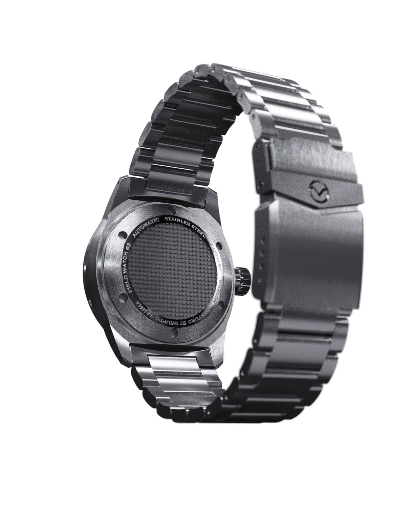 Watchbandit Venturo - Field Watch 3 - Grey - Steel Bracelet & Rubber Strap