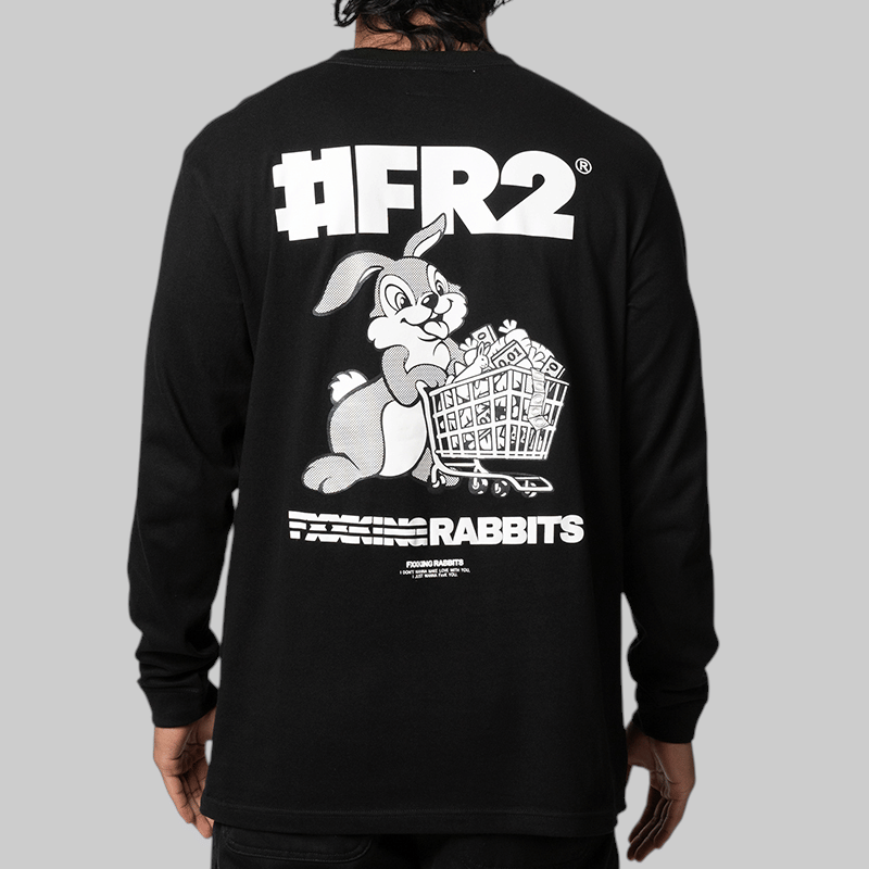 FR2 Rabbit With Shopping Cart Long Sleeve - Black