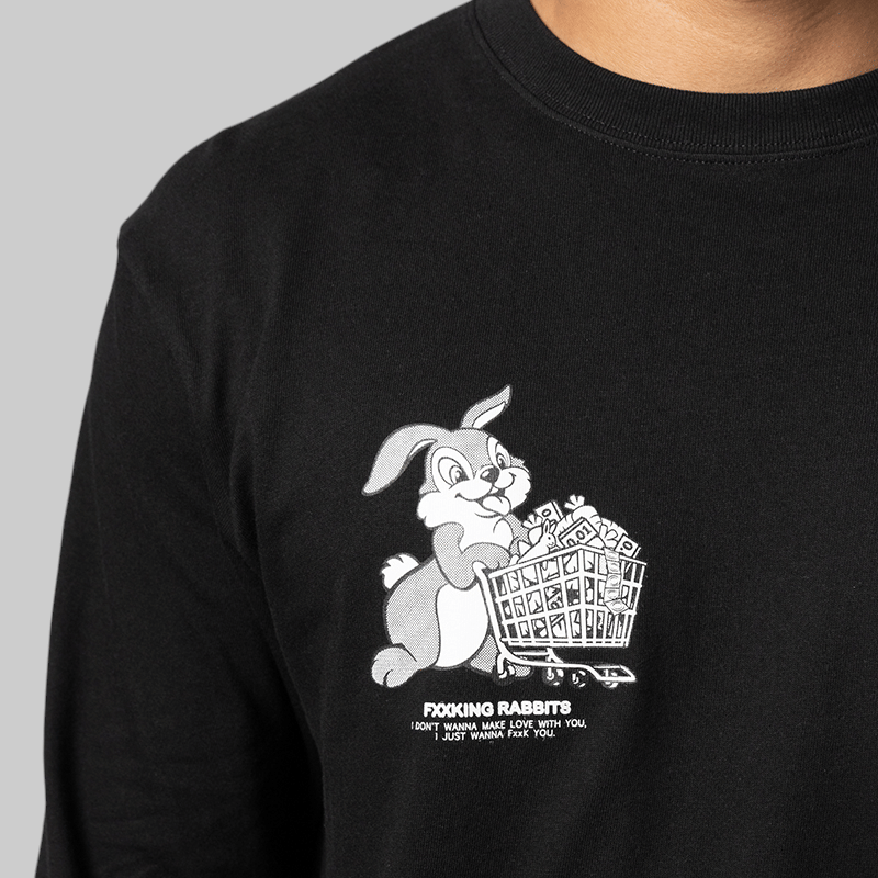 FR2 Rabbit With Shopping Cart Long Sleeve - Black