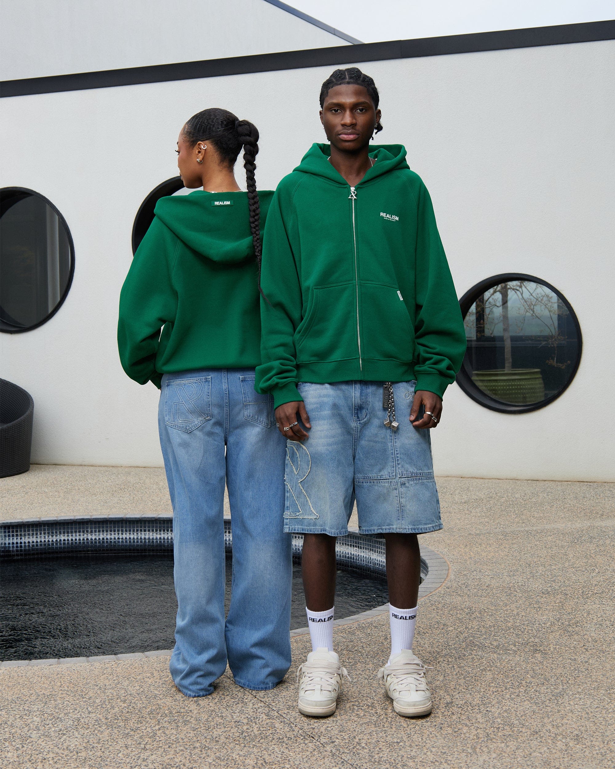 Realism SSS REALISM STUDIO ZIP HOODIE PINE GREEN