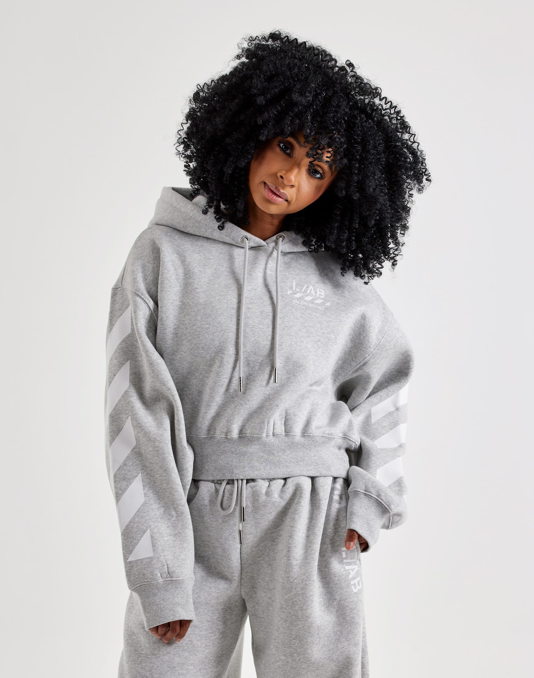 Off - White L/AB Cropped Fleece Hoodie