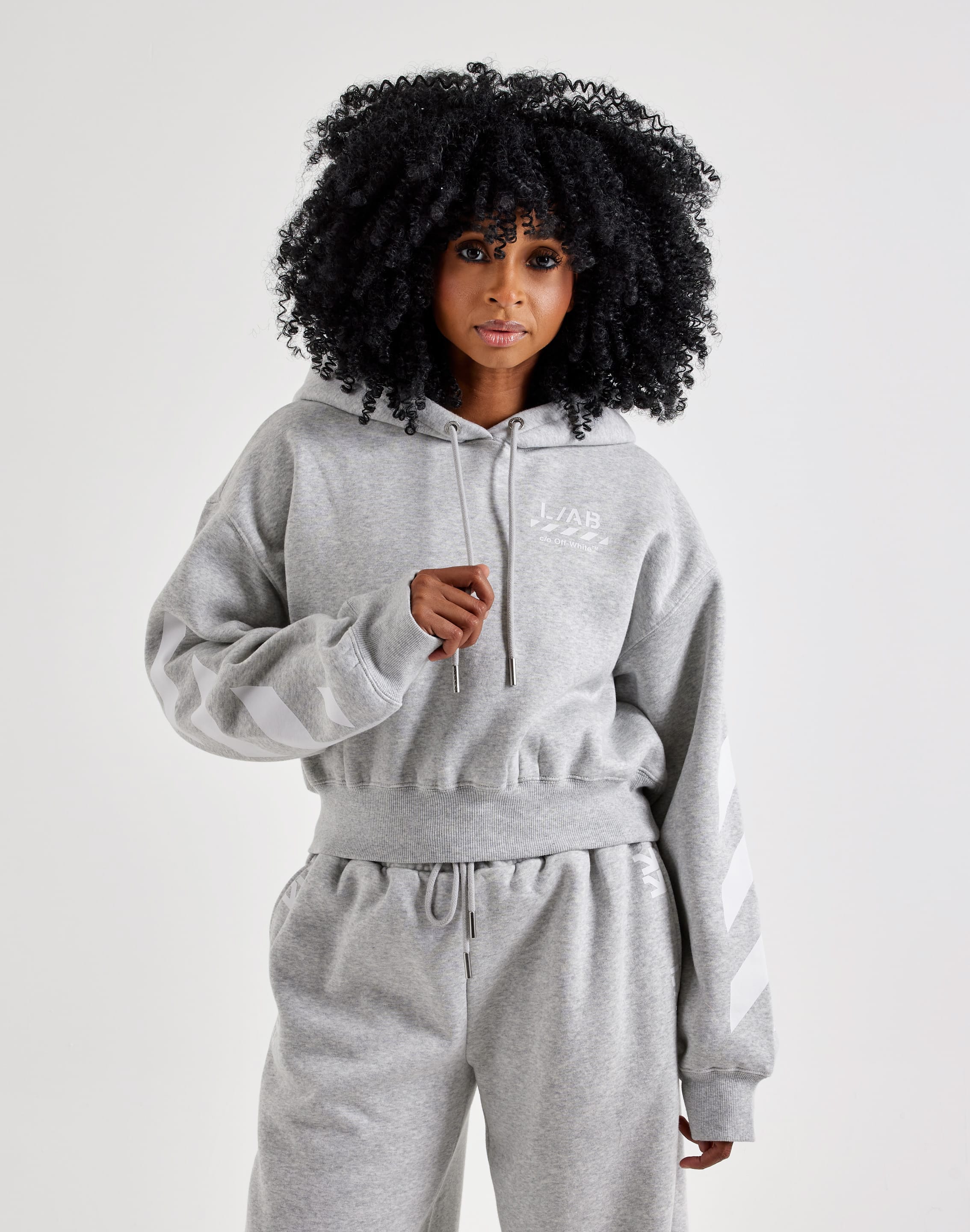 Off - White L/AB Cropped Fleece Hoodie