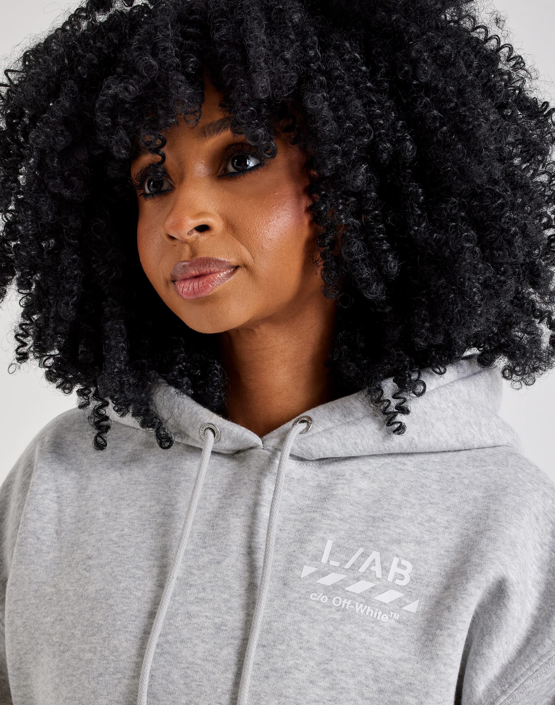 Off - White L/AB Cropped Fleece Hoodie