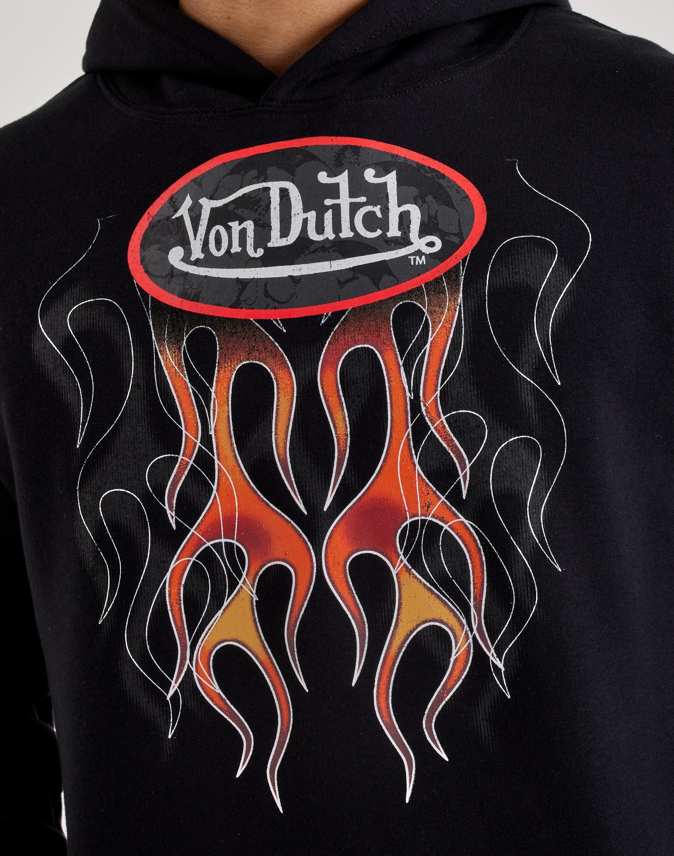 Von Dutch Allover Flame Pullover Fleece Hoodie