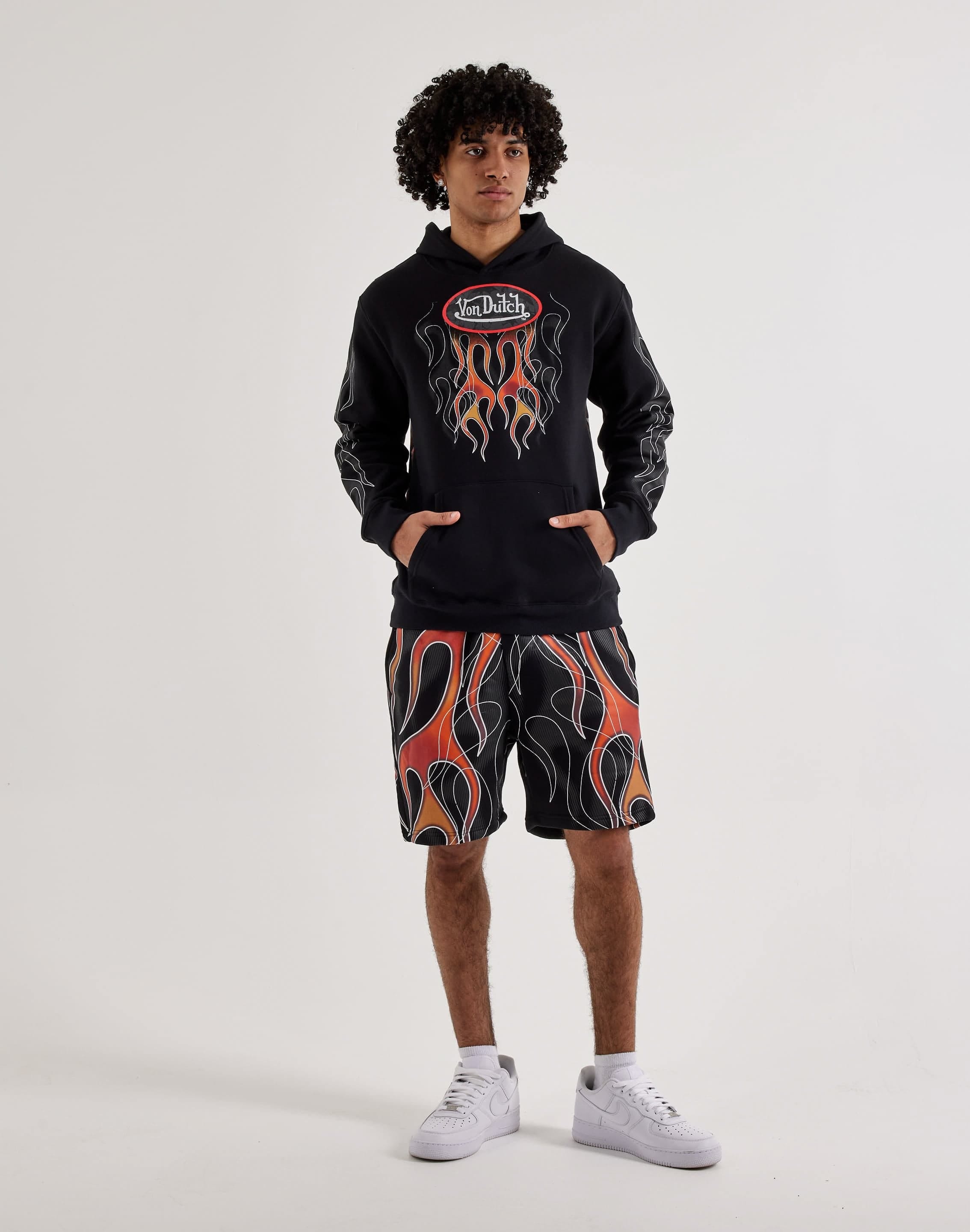Von Dutch Allover Flame Pullover Fleece Hoodie