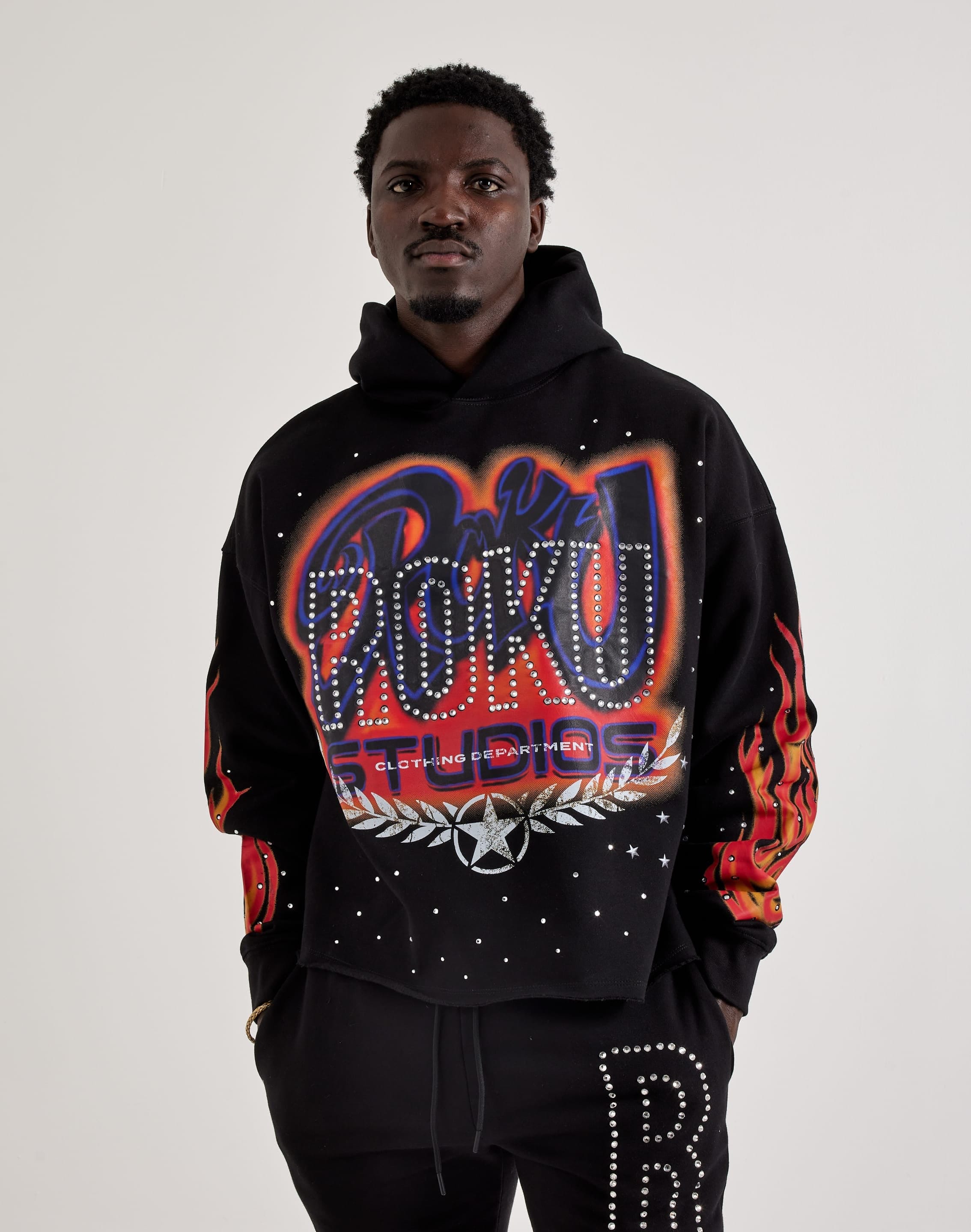 Roku Studio Airbrush Flame Pullover Fleece Hoodie