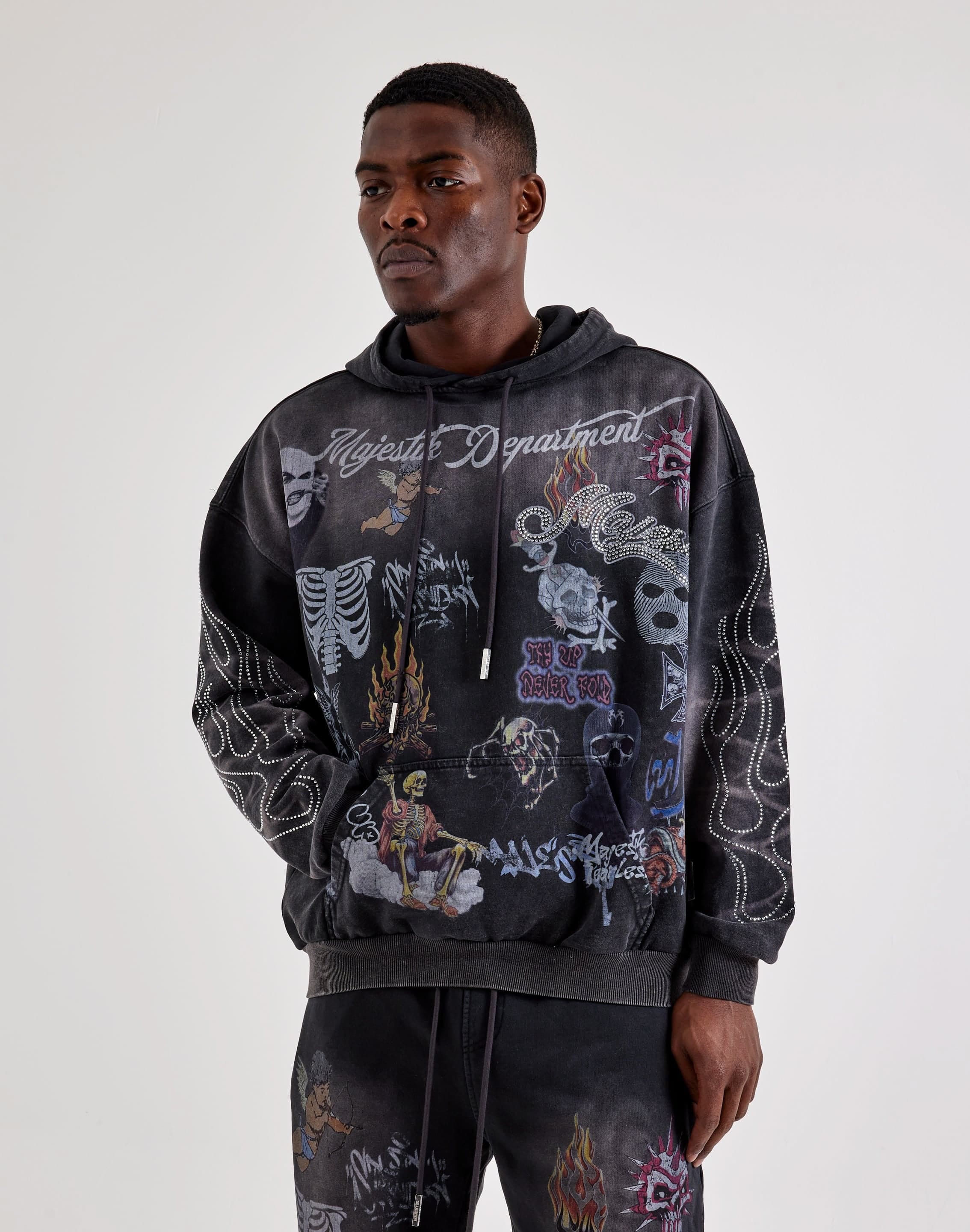Majestik Allover Graphic Collage Hoodie