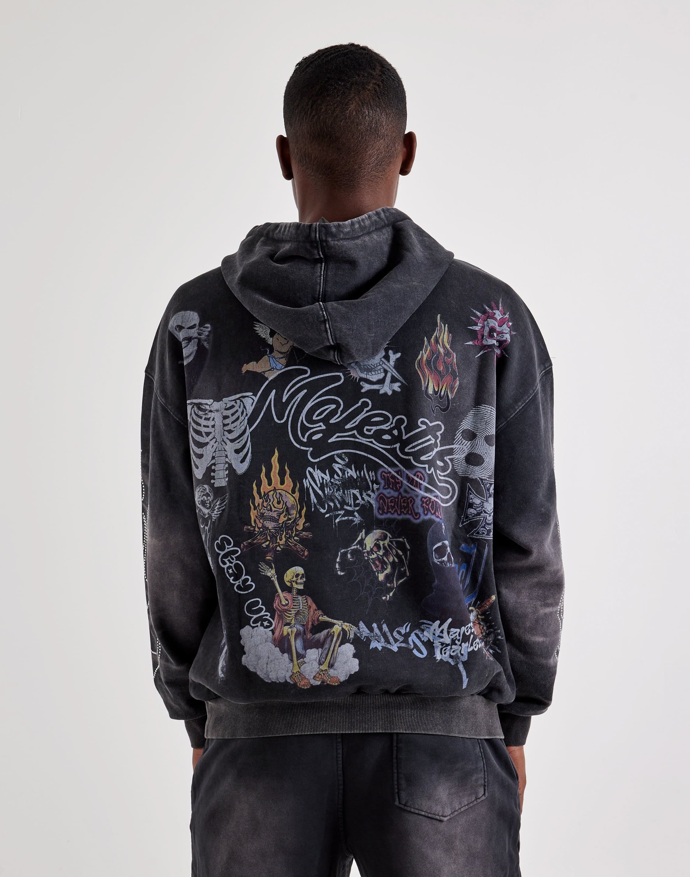 Majestik Allover Graphic Collage Hoodie
