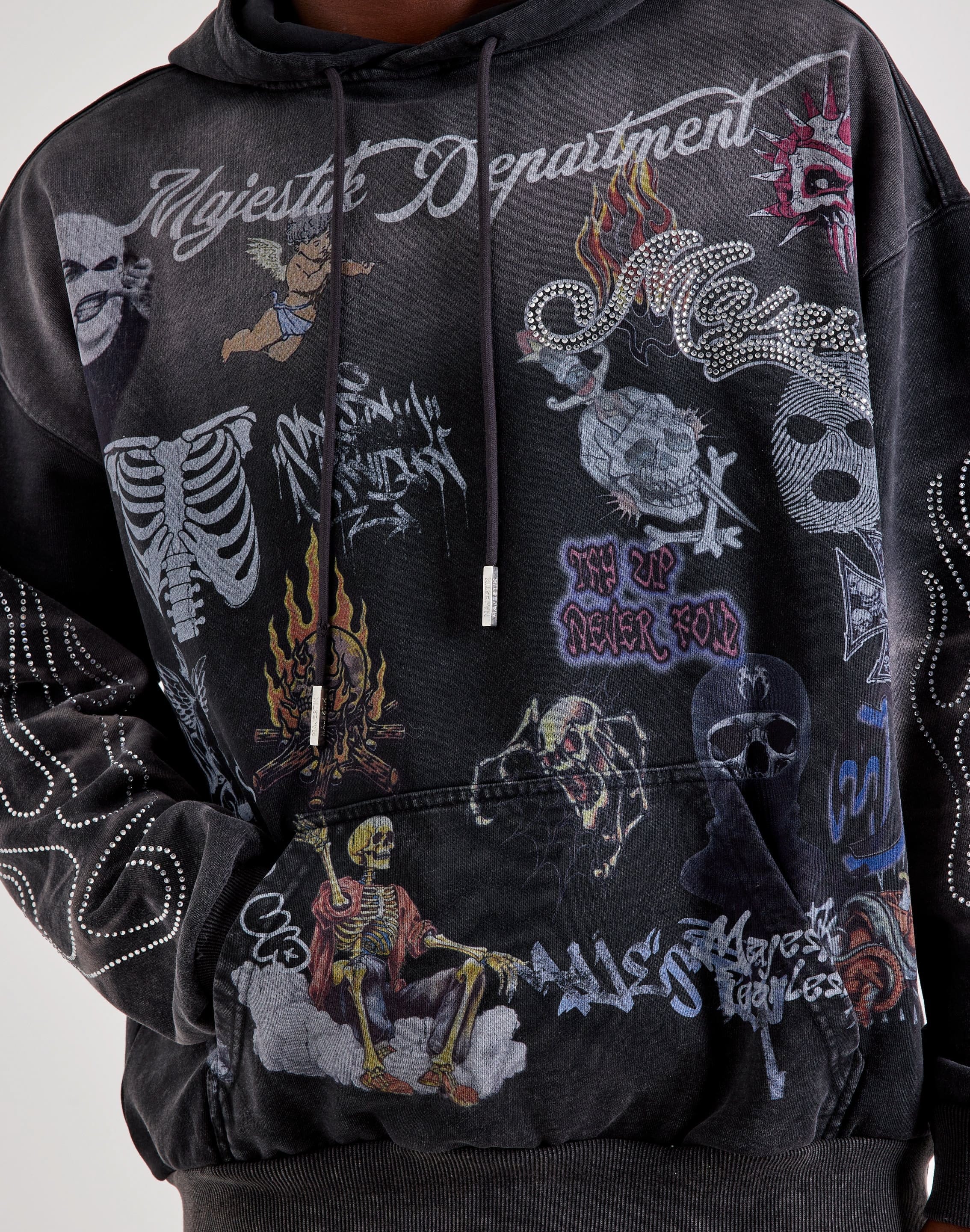 Majestik Allover Graphic Collage Hoodie