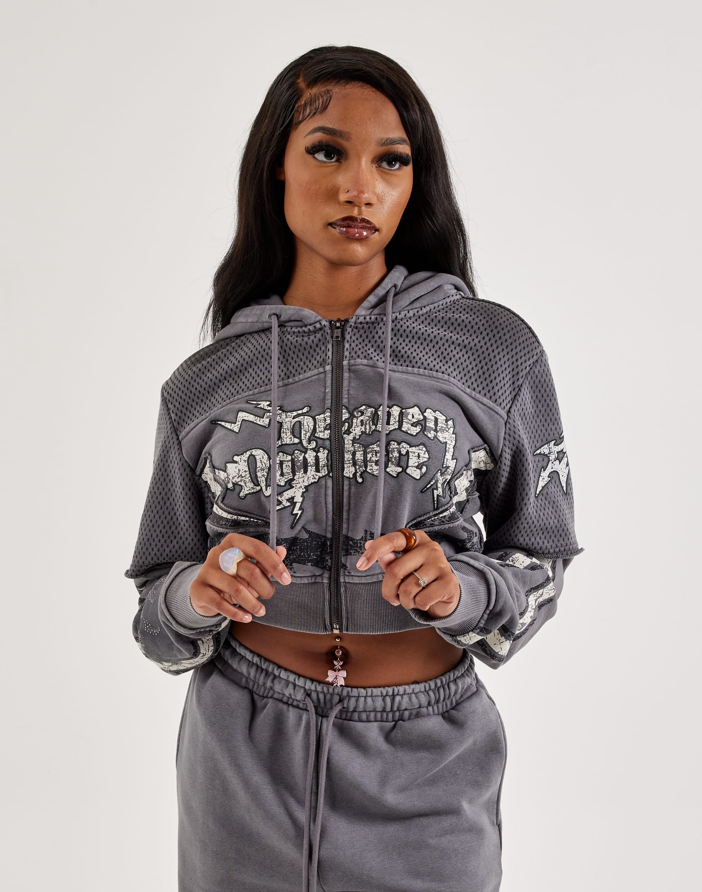 Smoke Rise Cropped Full - Zip Fleece Hoodie