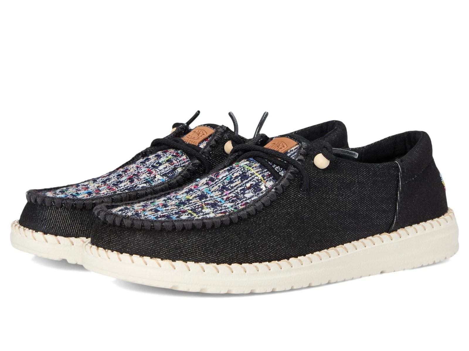 Hey Dude Wendy Funk Crafted Tweed 44239 - 001 Women'sBlack Slip - On Shoes LIQ966