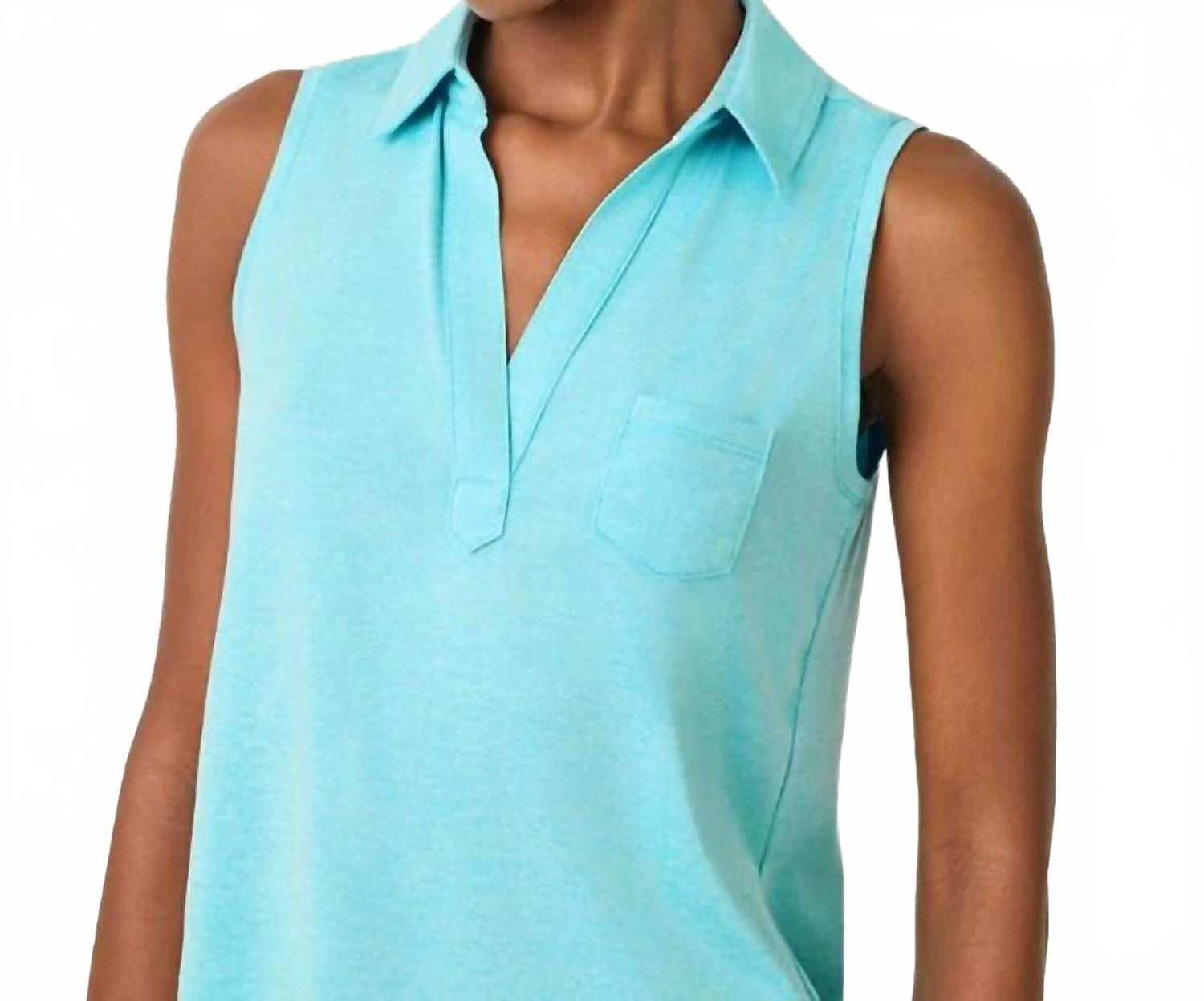 Polo Dune Upf 50+ Sleeveless Polo In Heathered Capri Blue