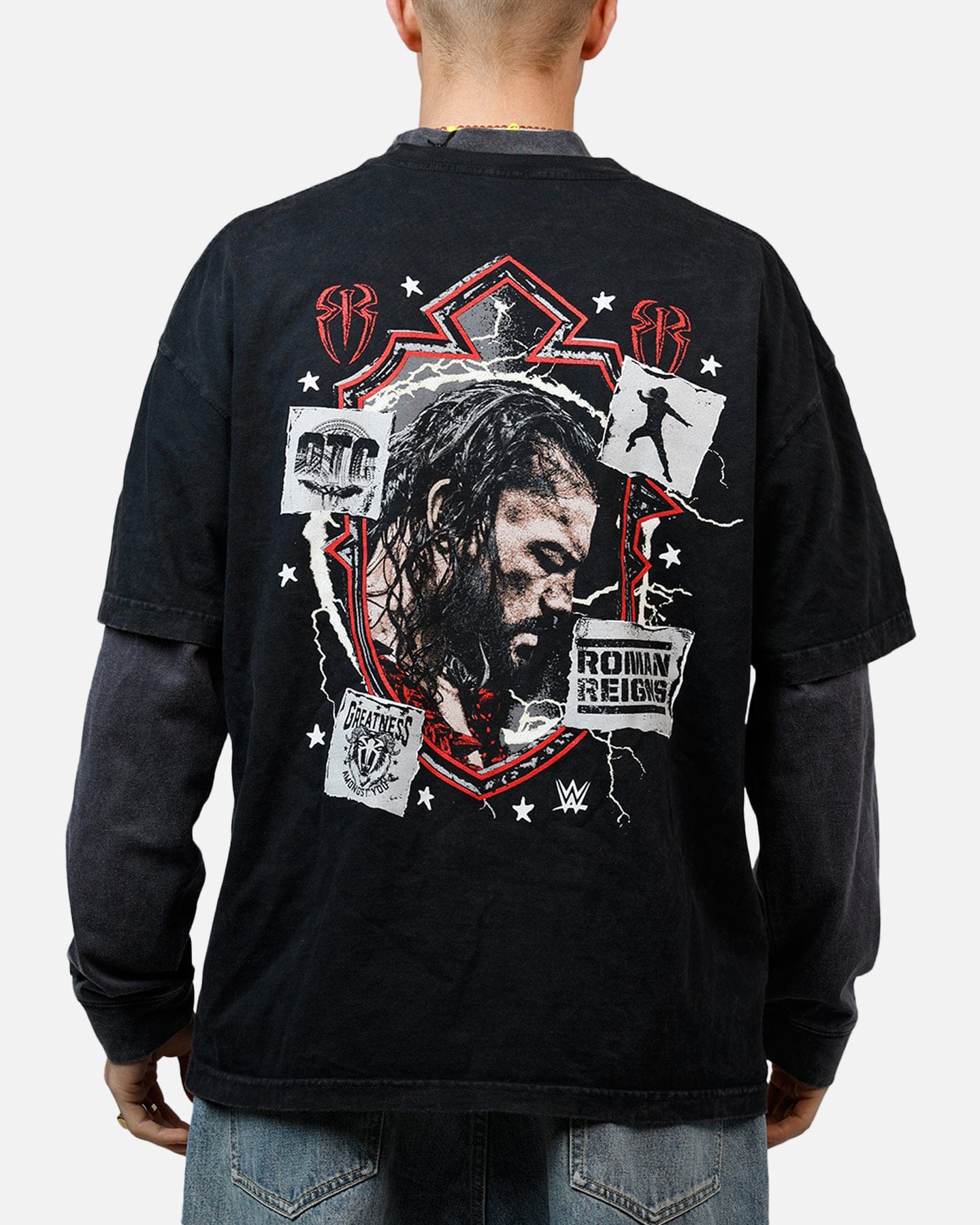 Vintage Culture Kings x WWE Roman Reigns Wrestlemania XLI Vintage T - Shirt Black Acidwash