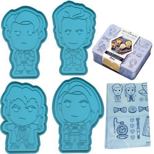 Eaglemoss Publications Eaglemoss Doctor Who Tea Time Lords Cookie Cutter & Tea Towel Tin