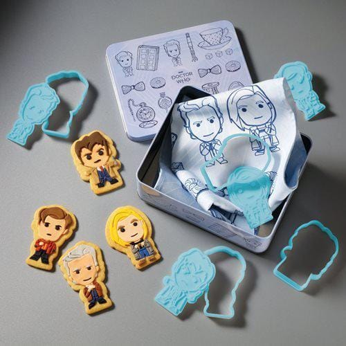 Eaglemoss Publications Eaglemoss Doctor Who Tea Time Lords Cookie Cutter & Tea Towel Tin