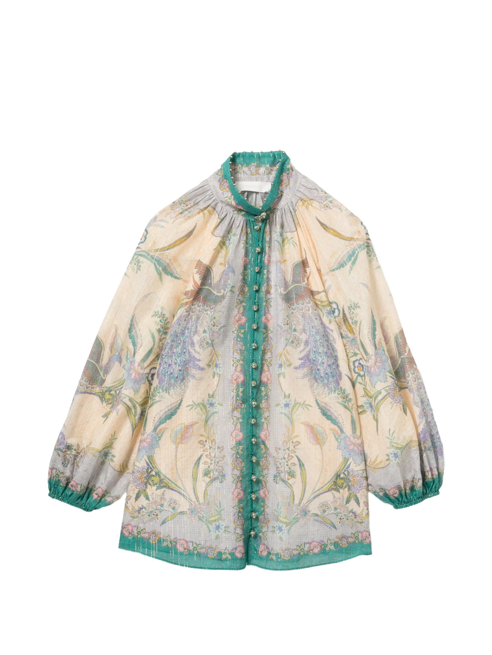 Zimmermann jewel - button high - collar blouse