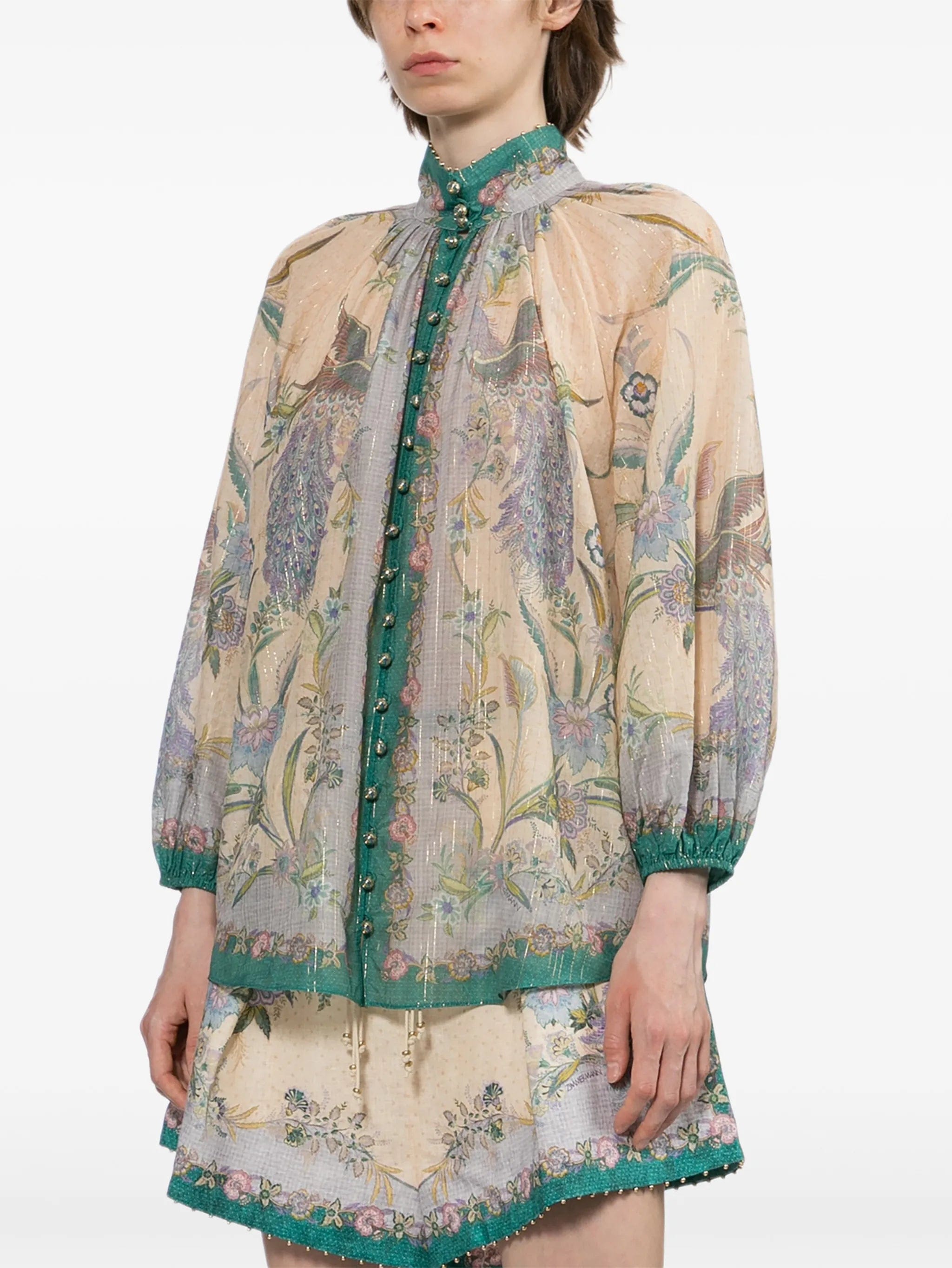 Zimmermann jewel - button high - collar blouse